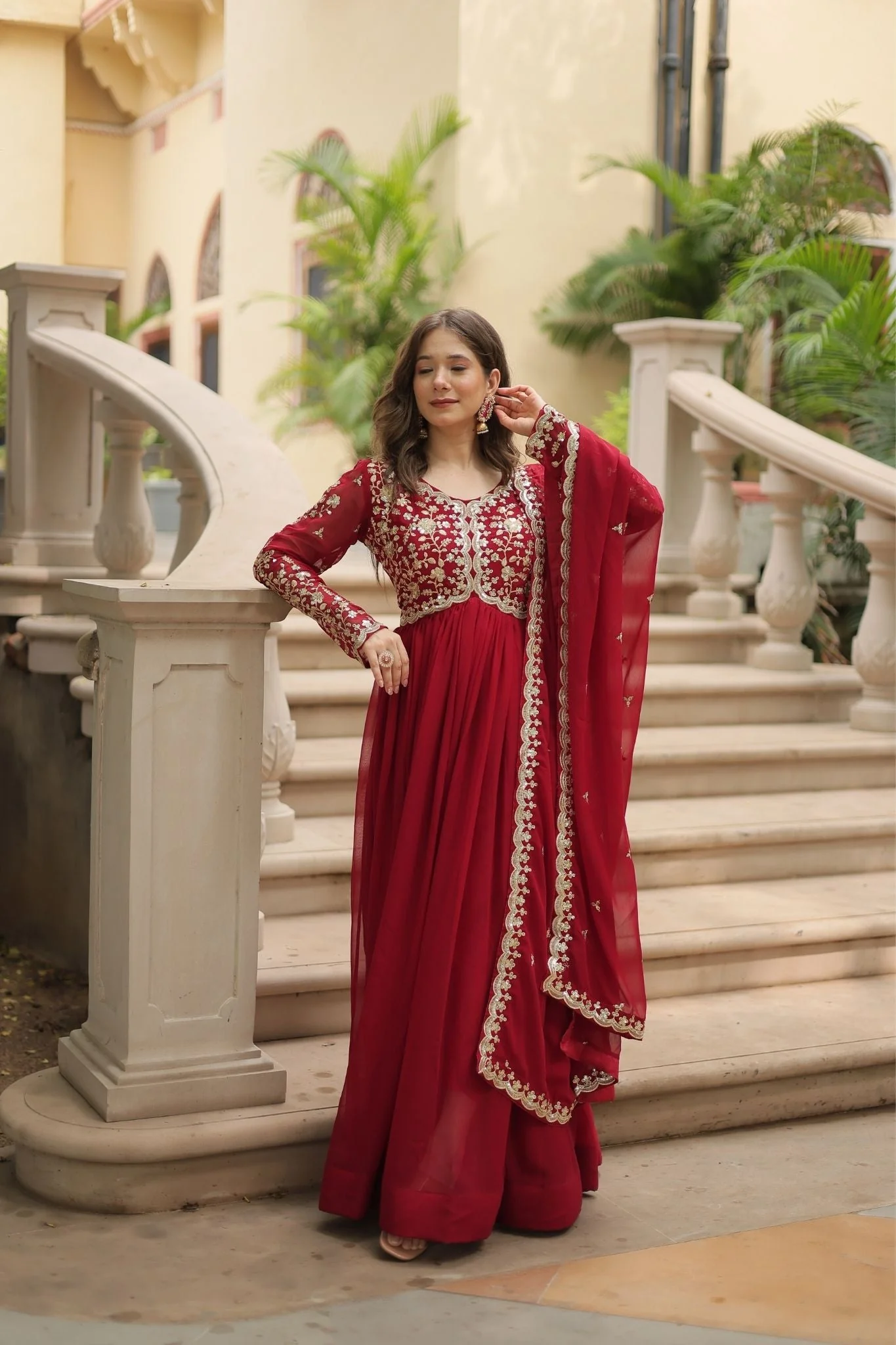 Sequins Multi Embroidered Work Anarkali Gown - Image 5