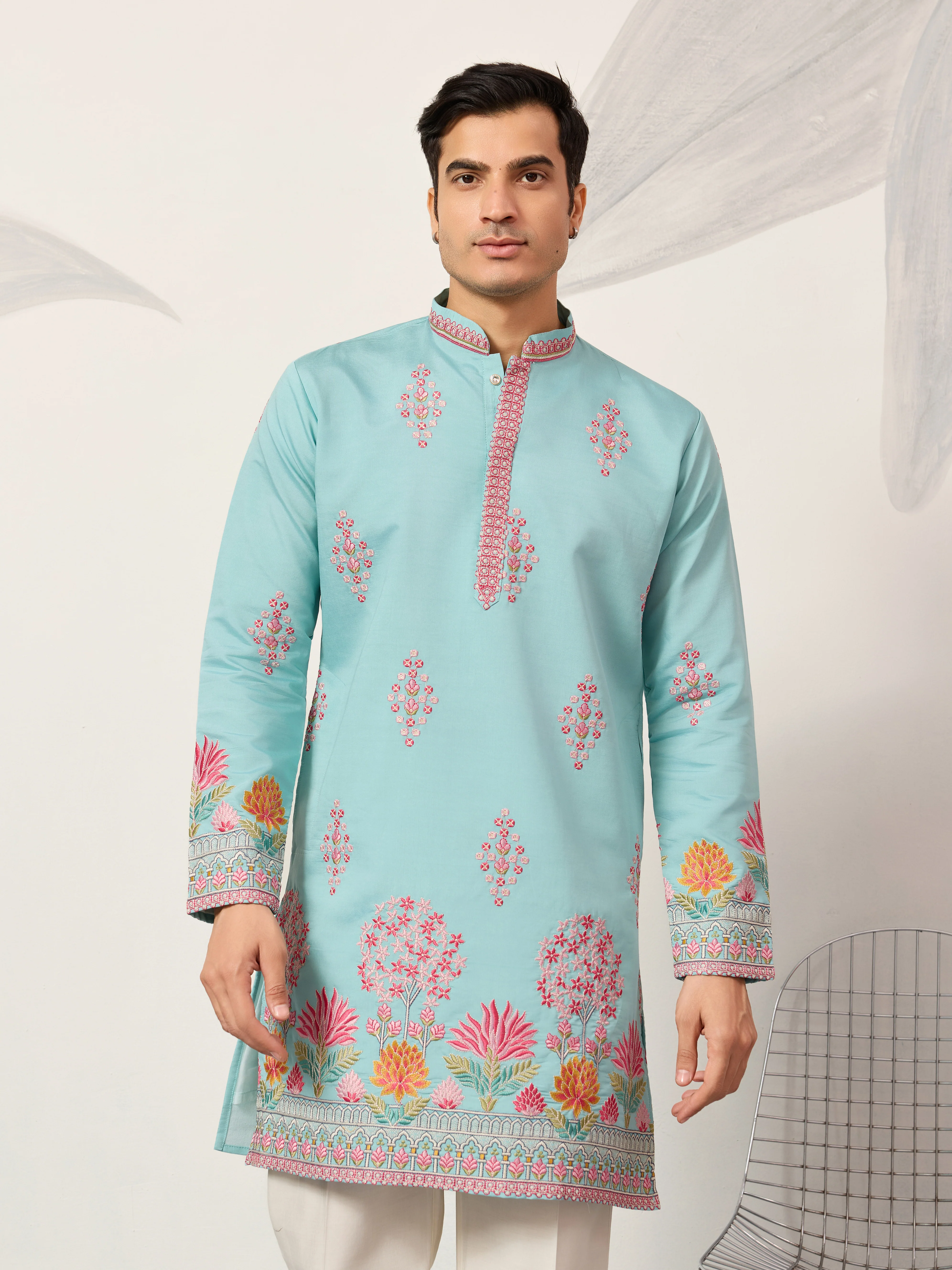 Sky Look Embroidered Work Ready made Mens Wear Kurta - Image 2