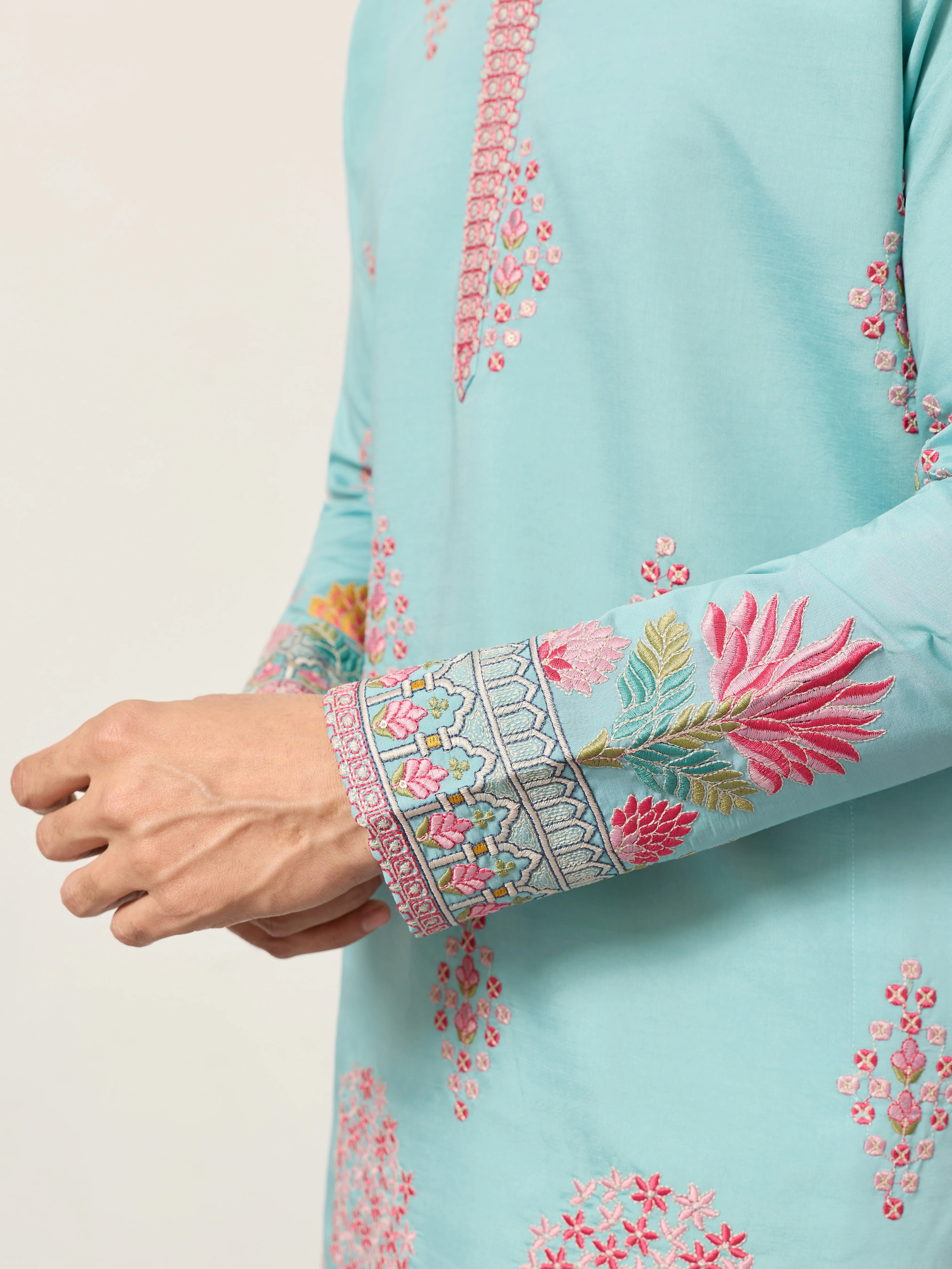 Sky Look Embroidered Work Ready made Mens Wear Kurta - Image 3
