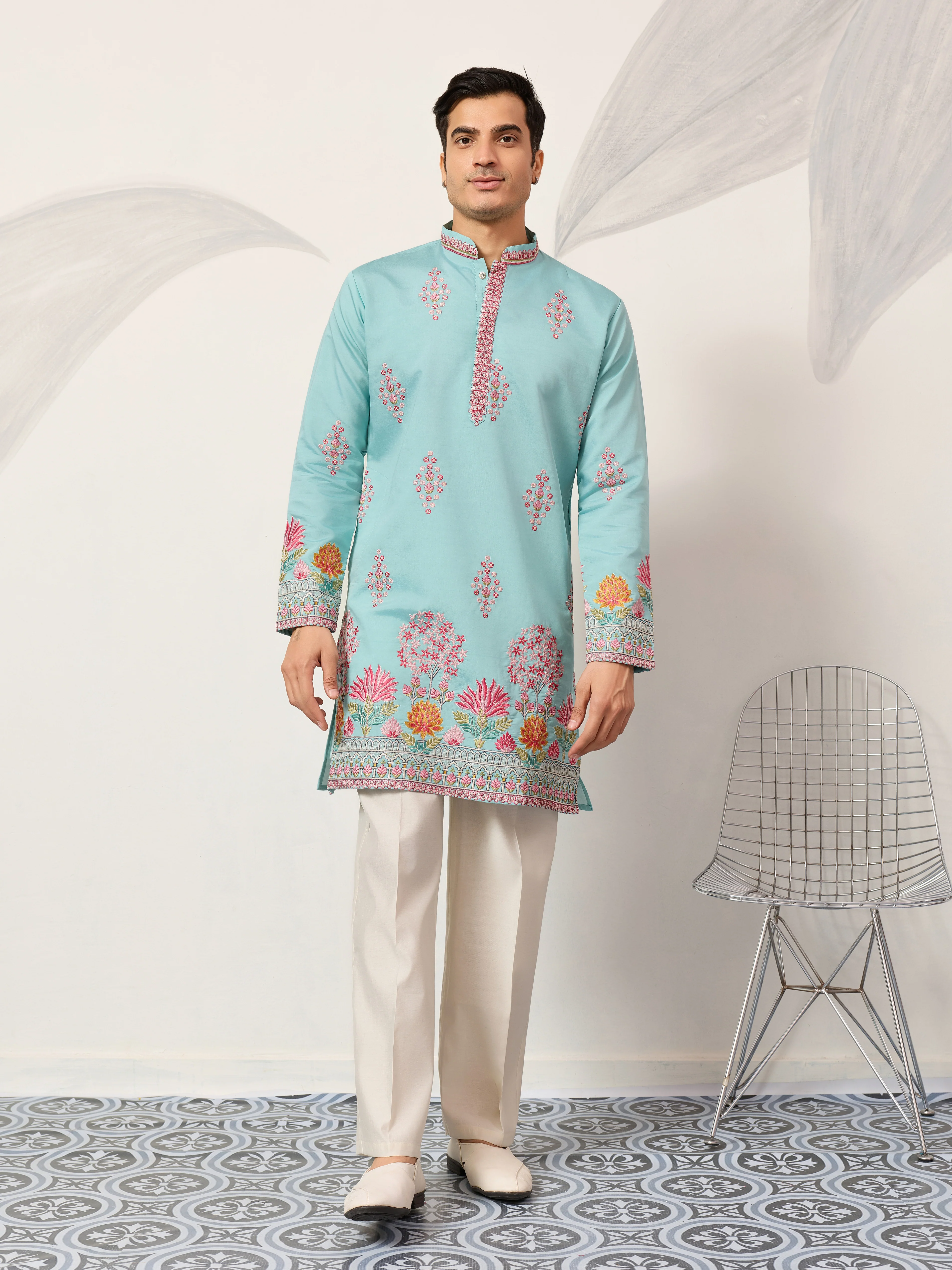 Sky Look Embroidered Work Ready made Mens Wear Kurta - Image 4