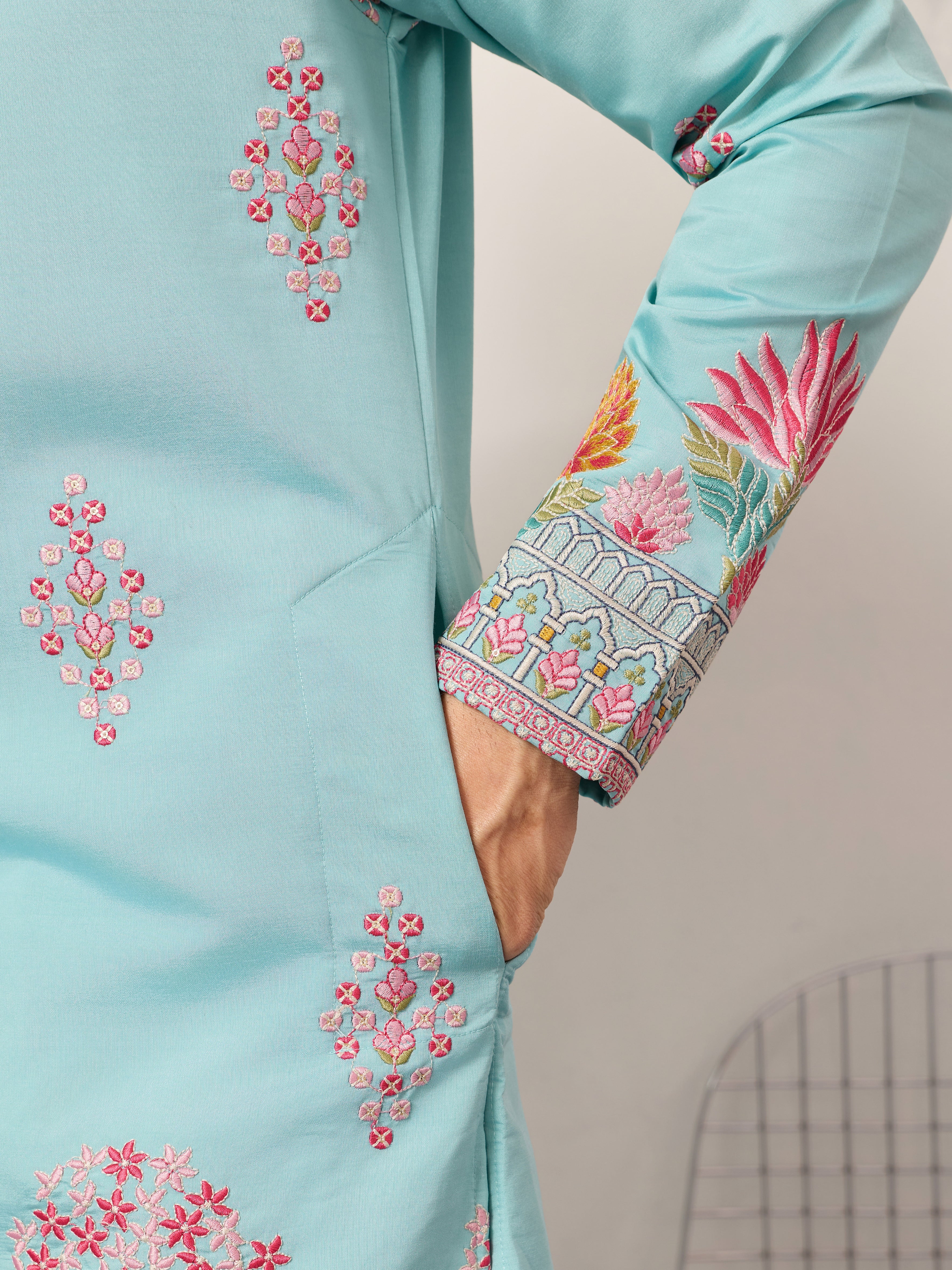 Sky Look Embroidered Work Ready made Mens Wear Kurta - Image 6