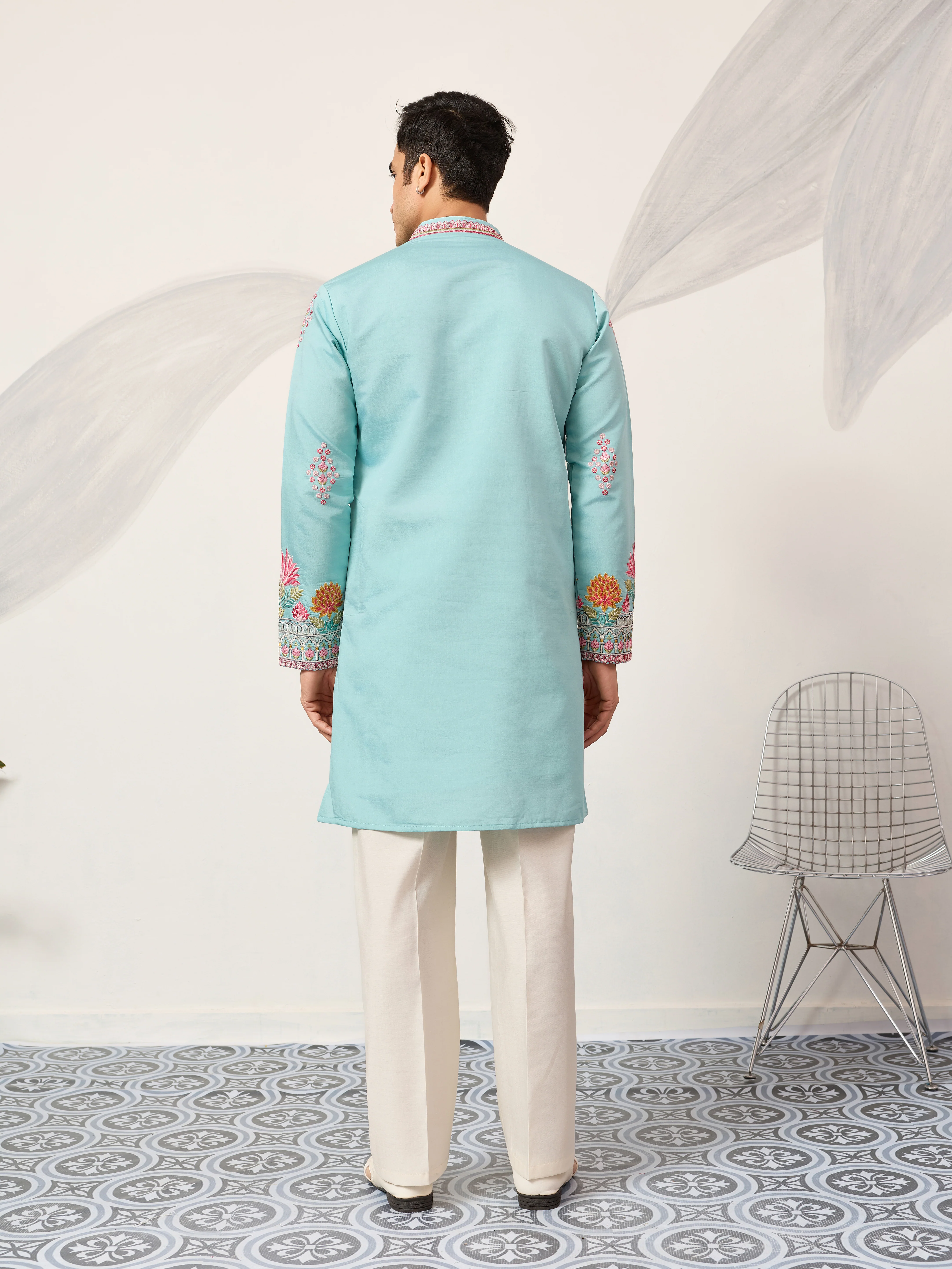 Sky Look Embroidered Work Ready made Mens Wear Kurta - Image 7