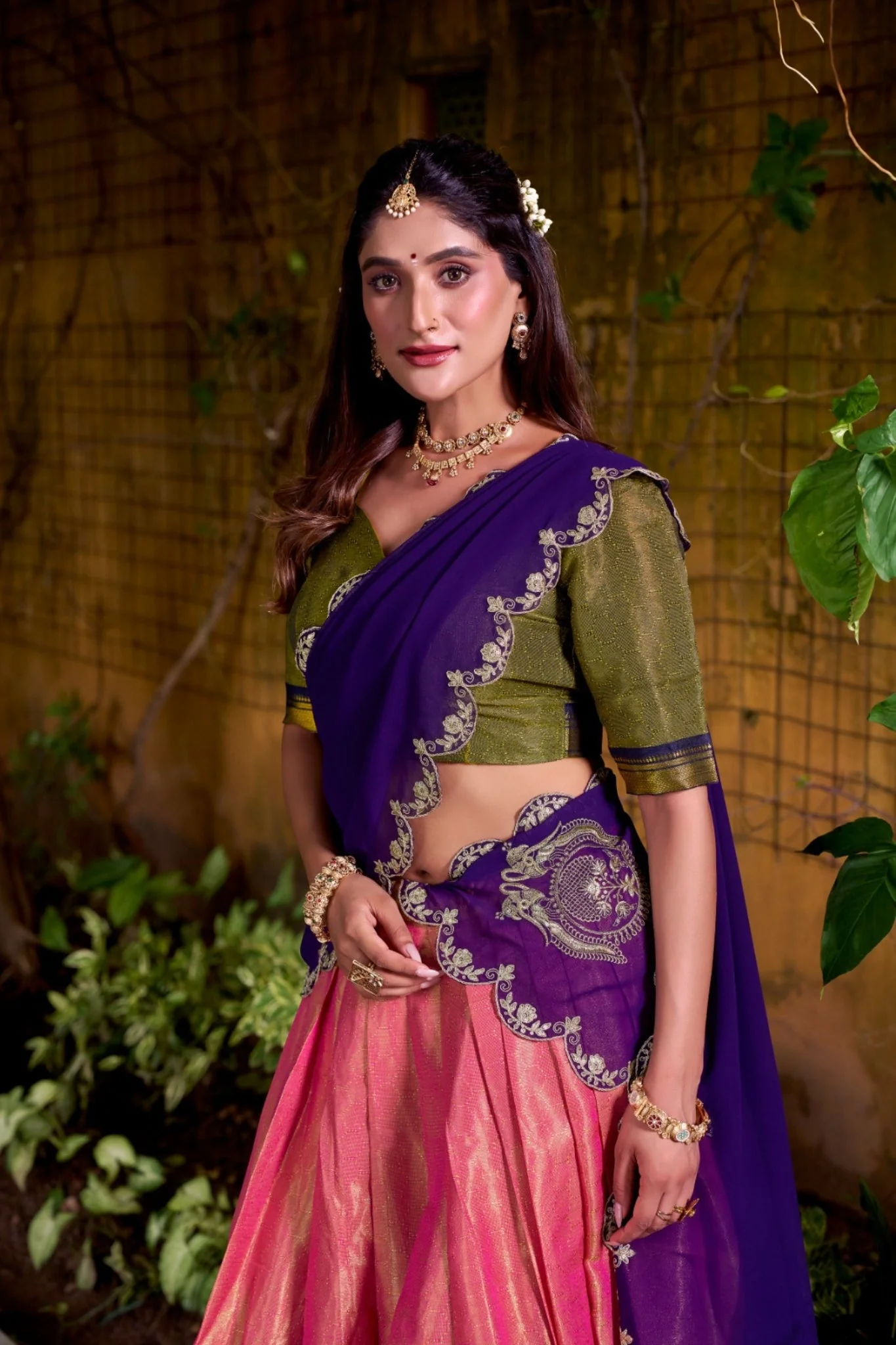 South Indian Style Kanchipuram Silk Lehenga Choli - Image 10