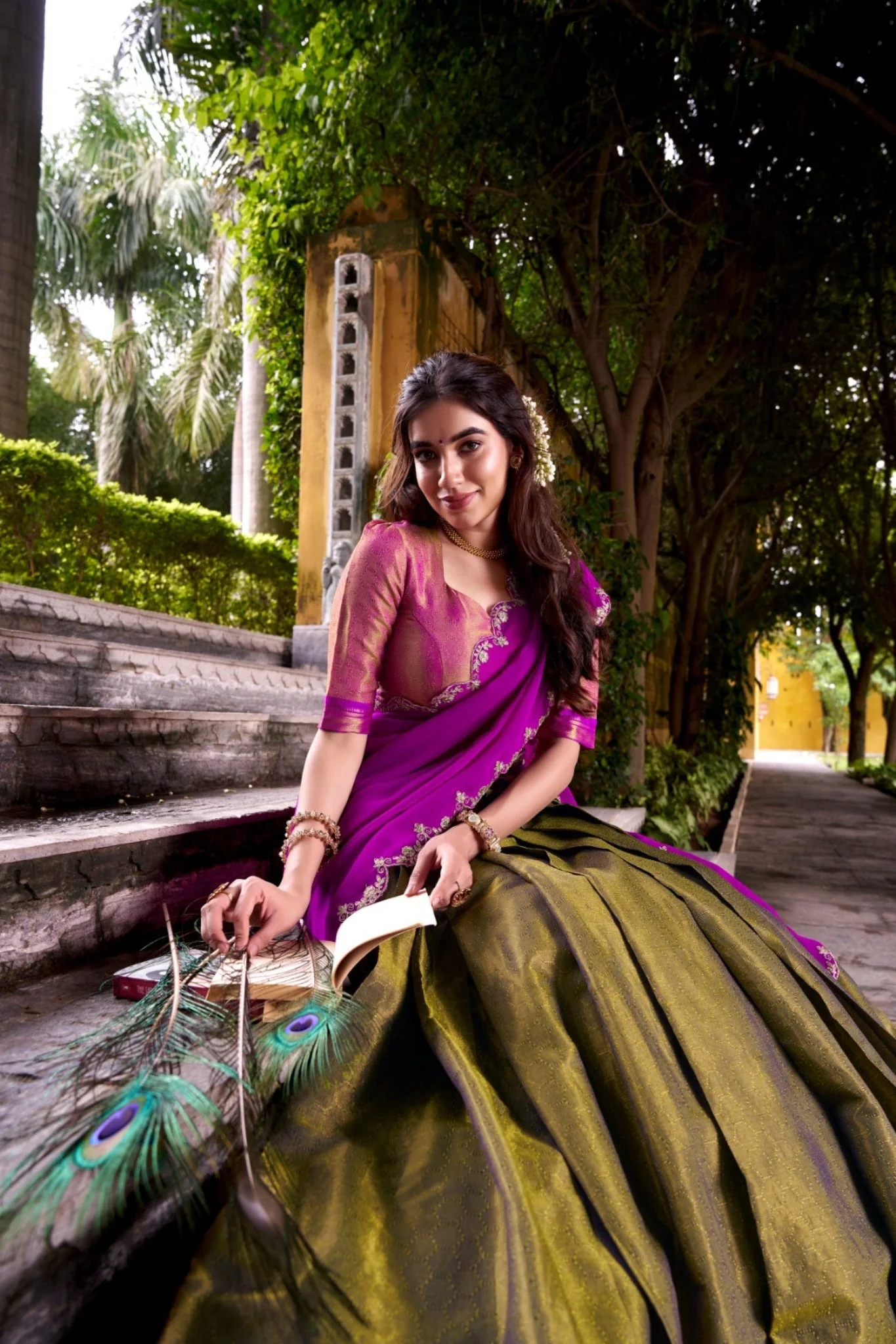 South Indian Style Kanchipuram Silk Lehenga Choli - Image 7