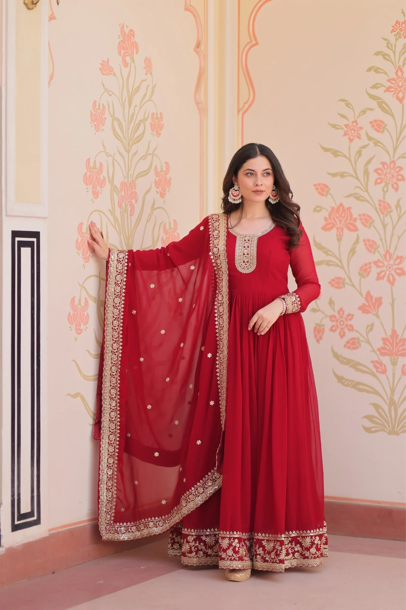 Stunning Designer Georgette Sequins Embroidered Beautiful Gown - Image 15