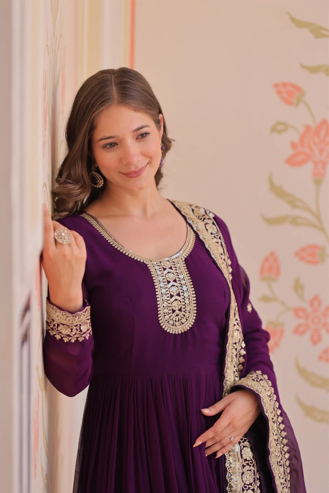 Stunning Designer Georgette Sequins Embroidered Beautiful Gown - Image 30