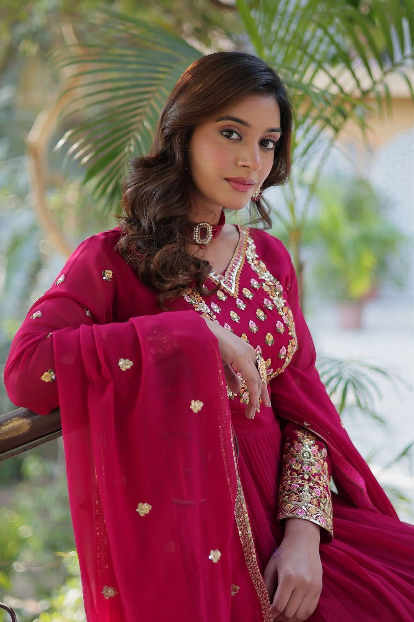 Stunning Georgette Embroidered Beautiful Gown Set - Image 17