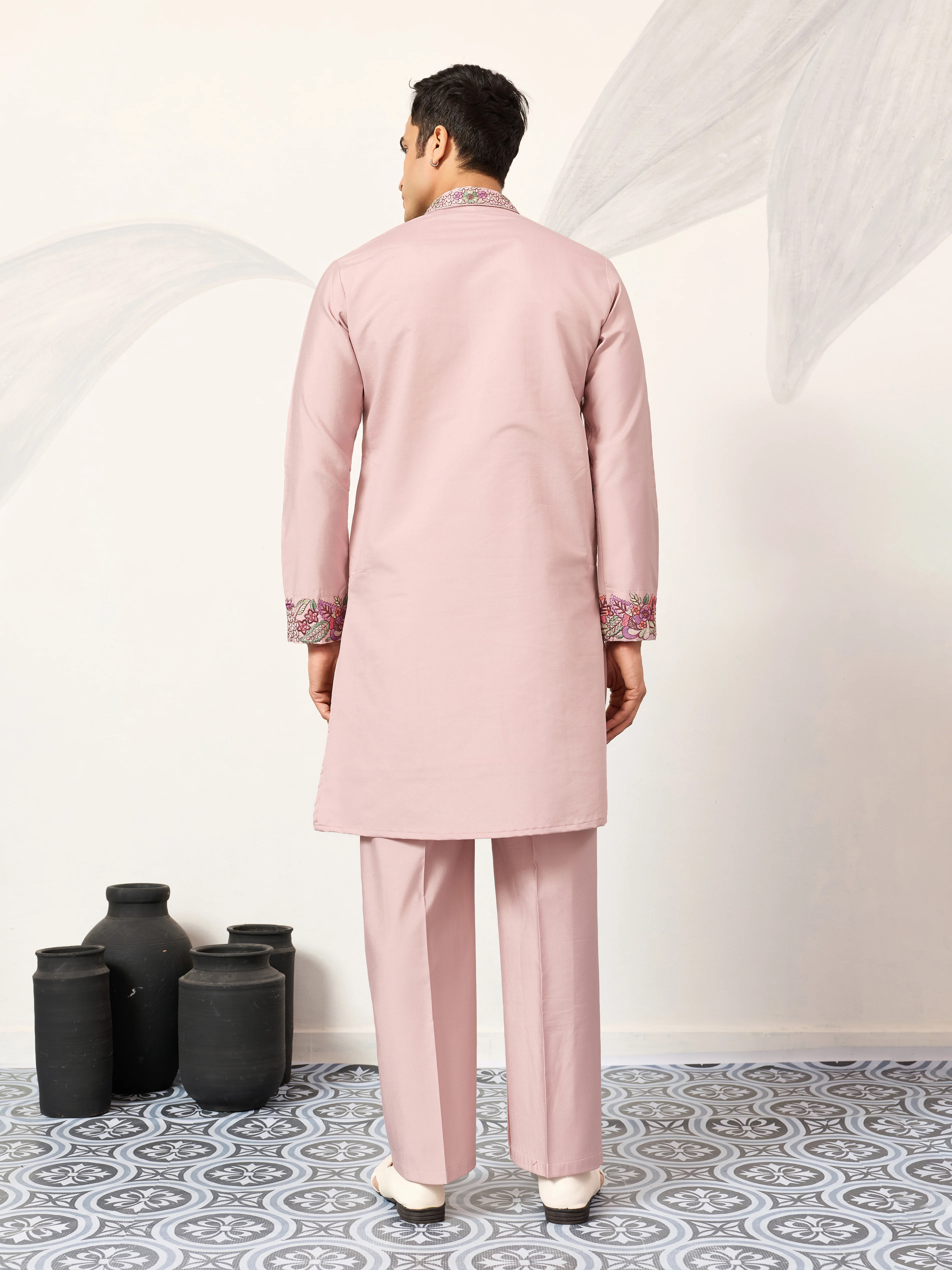 Stylish Dusty Pink Kurta Pant Set for Festive Occasions - Image 7