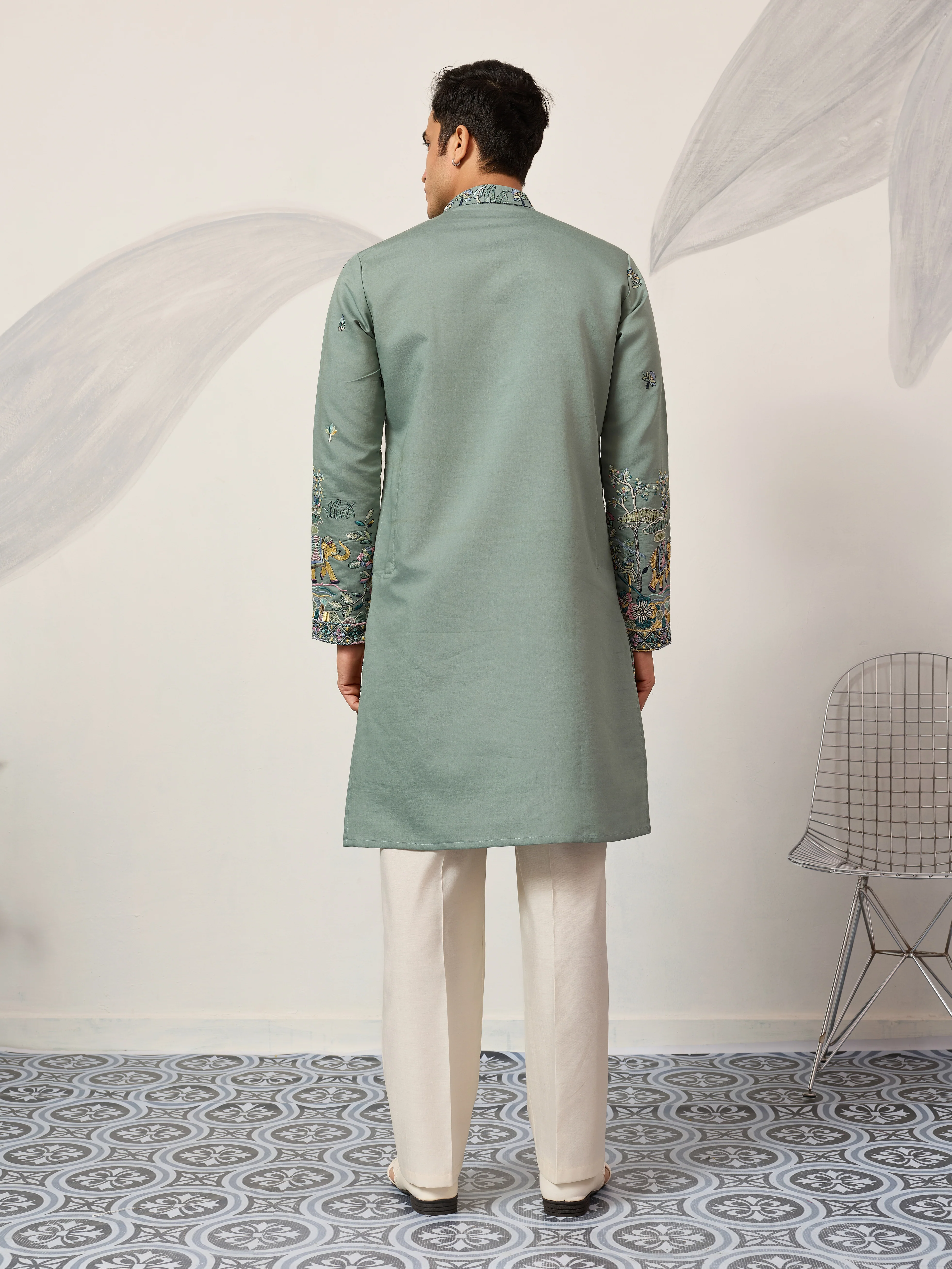 Stylish Pista Mens Wear Kurta for Wedding Occasions - Image 6