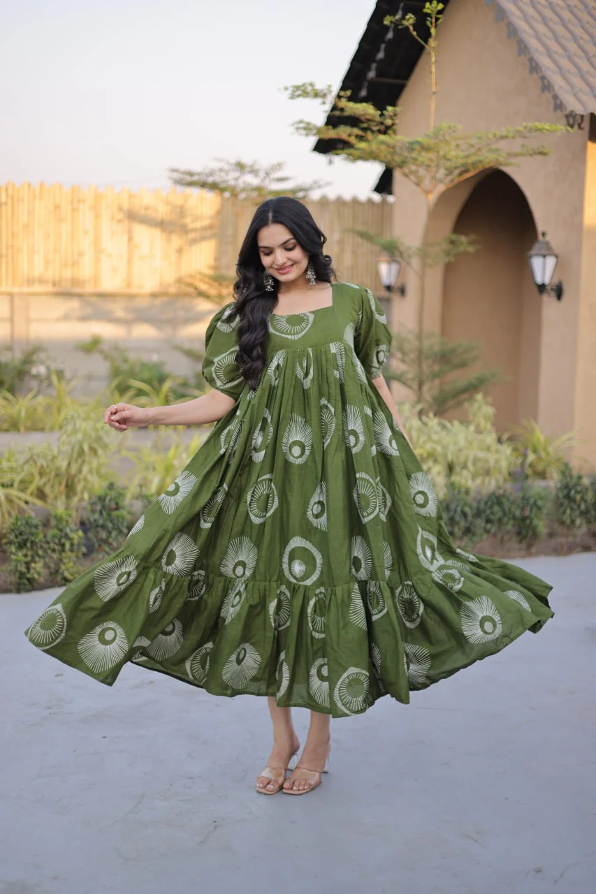 Stylish Printed Cotton Puff Sleeves & Fancy Neck Kurti For Women - Image 7
