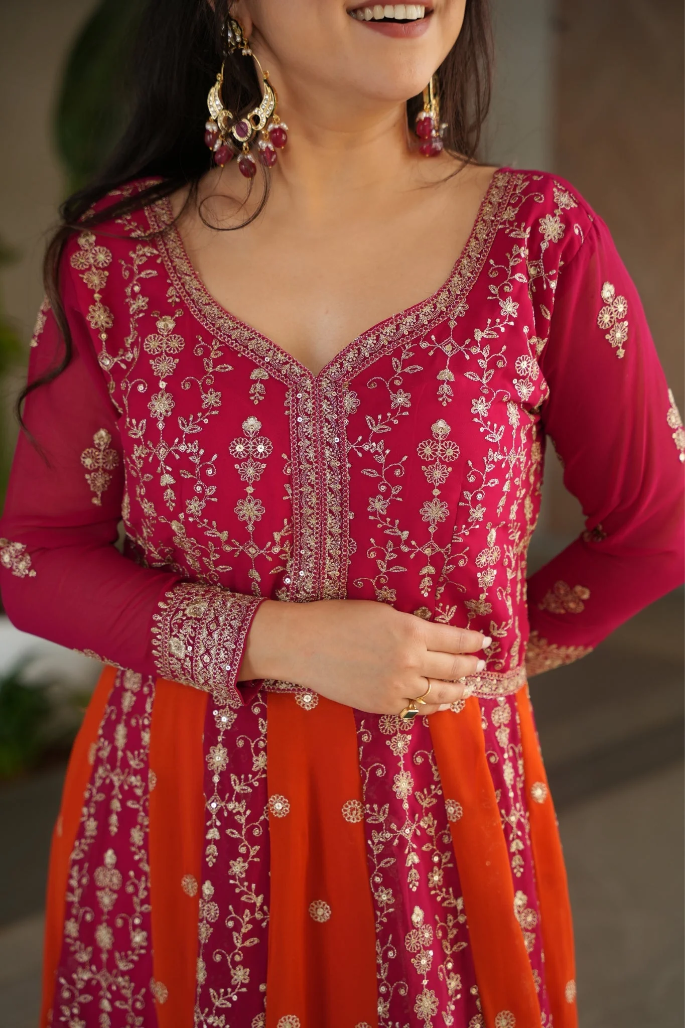 Stylish Sequins Embroidered Wedding Designer Gown - Image 23
