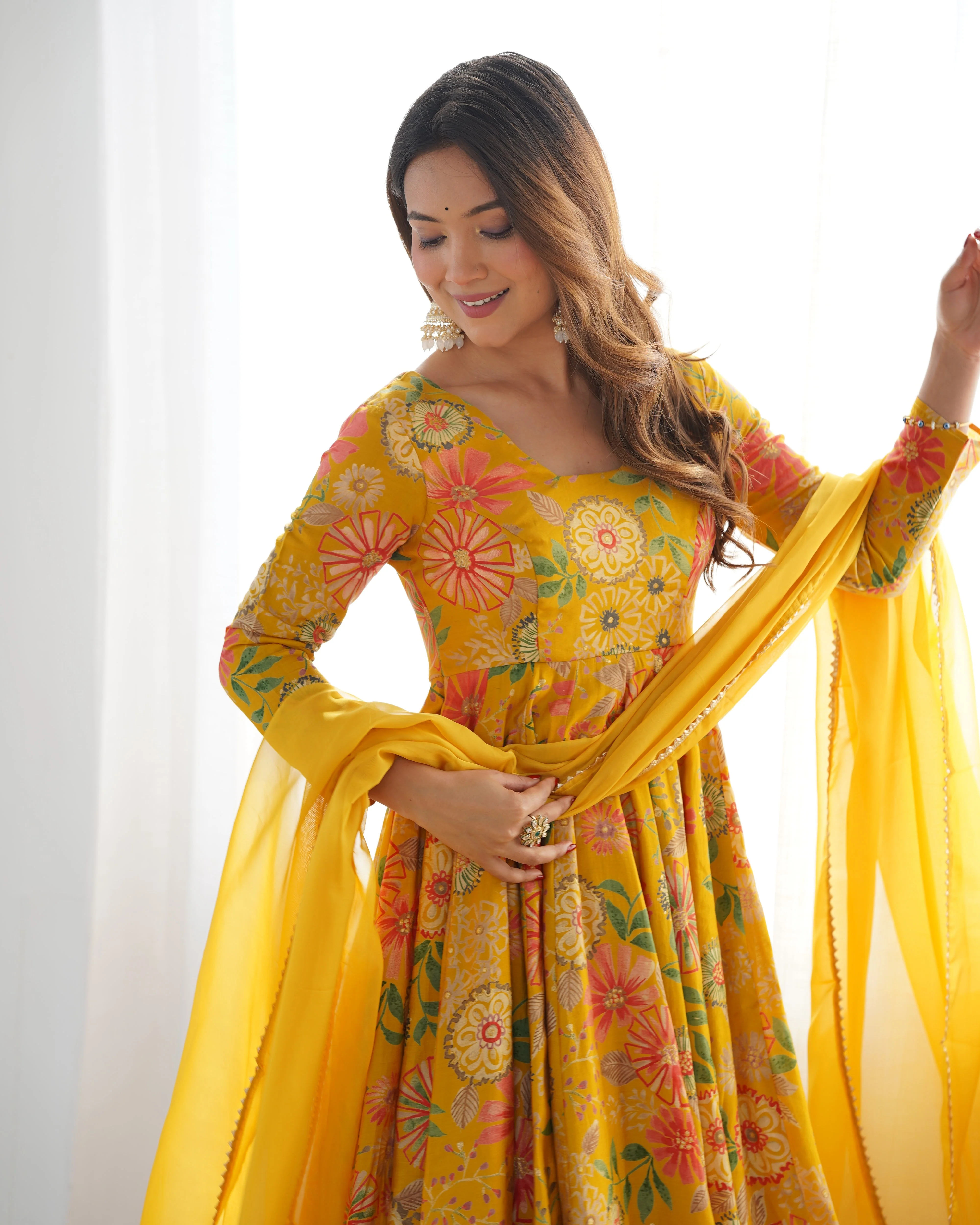 The Charm of Vibrant Traditions Yellow Top & Palazzo Suit Set - Image 9