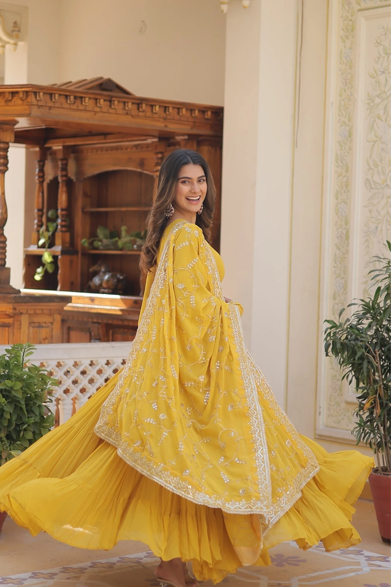 The Perfect Elegance Unique Embroidered Gown with Dupatta Set - Image 3