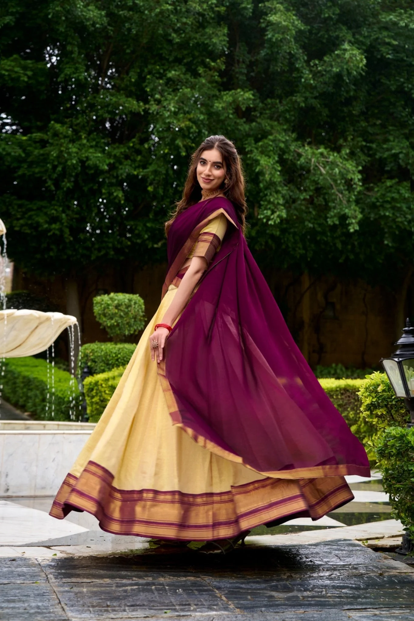 The Royal Kanchipuram Zari Weave Half Saree - Image 2