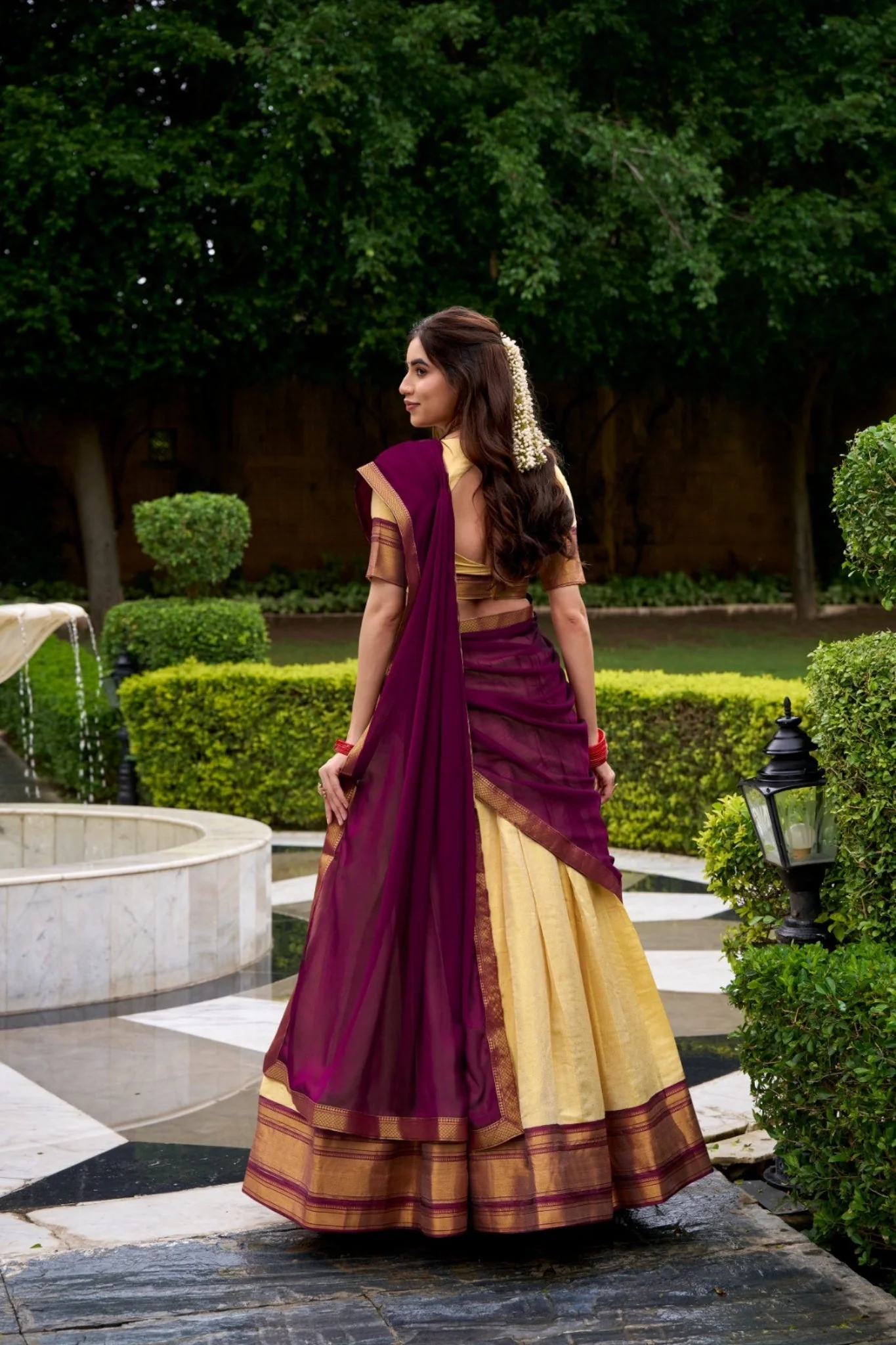 The Royal Kanchipuram Zari Weave Half Saree - Image 3