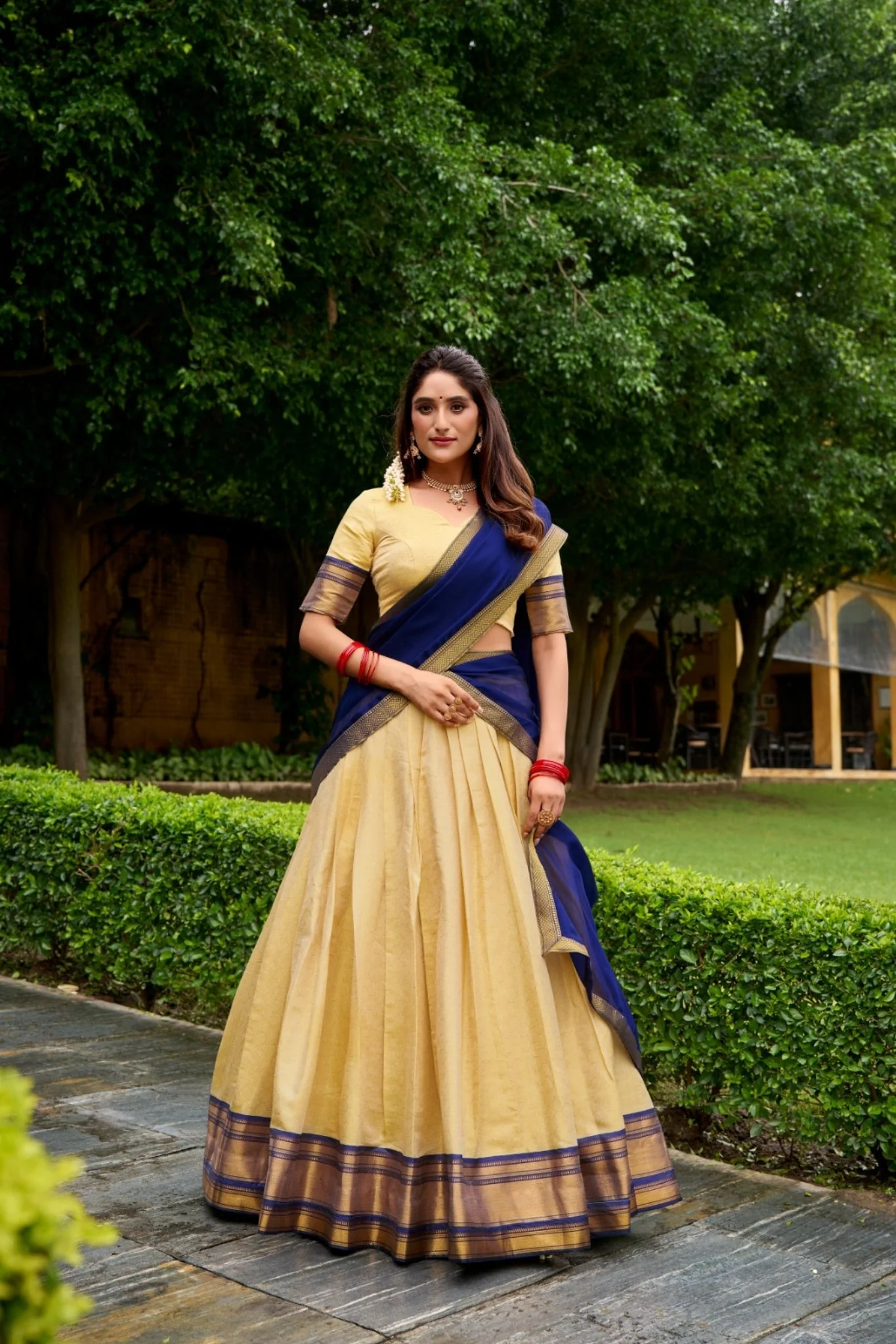 The Royal Kanchipuram Zari Weave Half Saree - Image 5