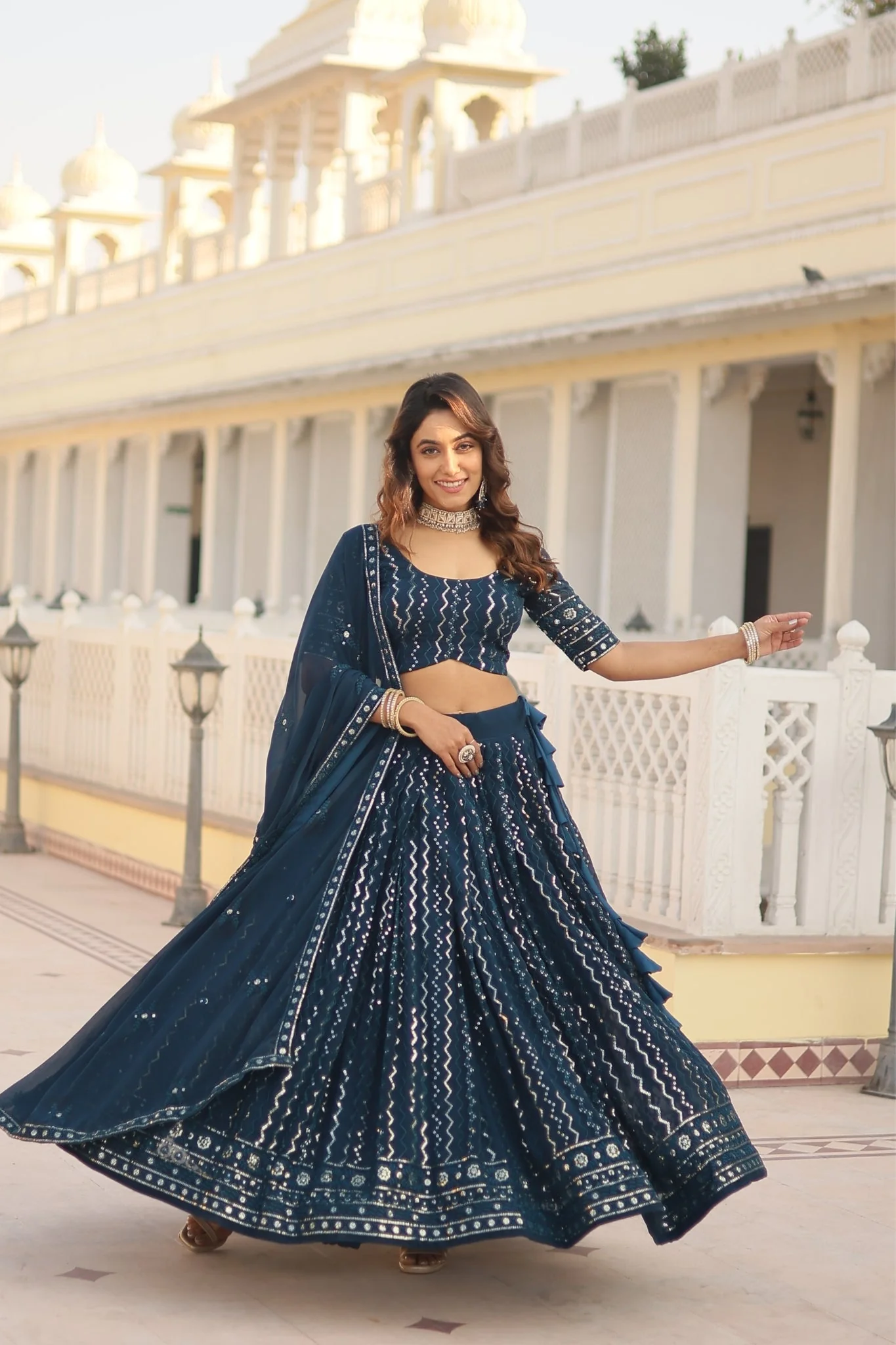 The Stunning Embroidered Work Lehenga Choli With Dupatta - Image 11