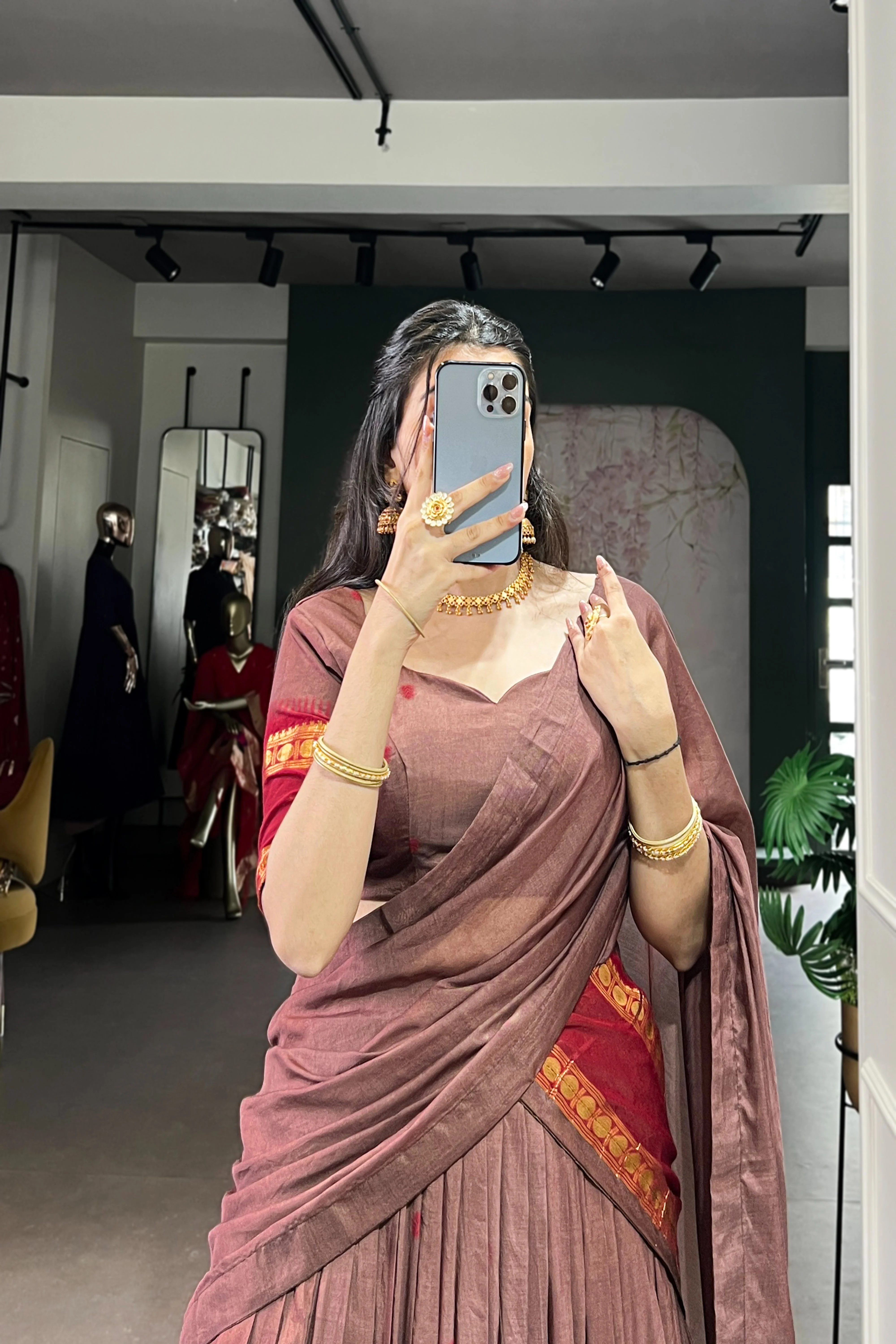 Pure Chanderi Zari Weaving Lehenga Choli With Dupatta - Image 11