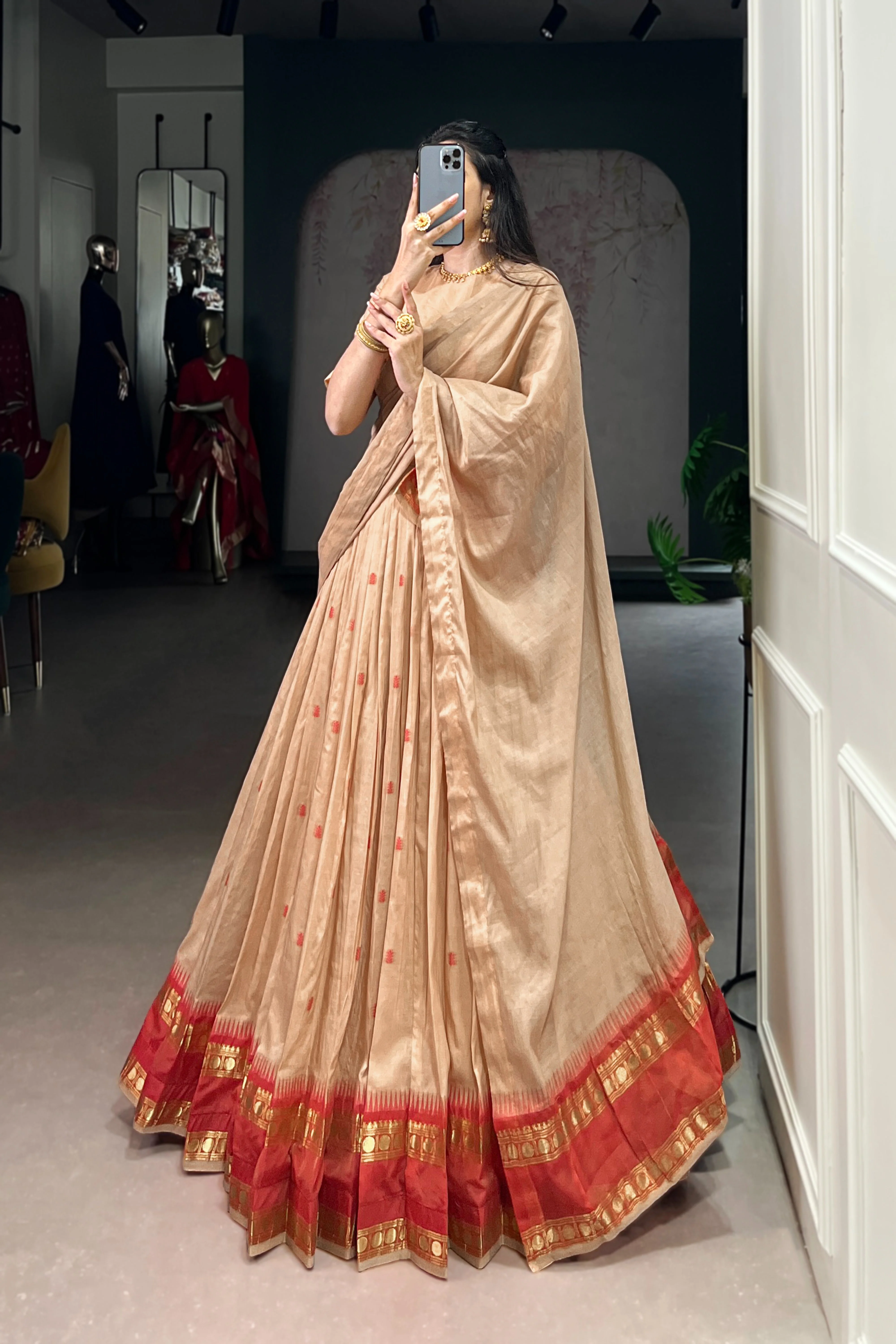 Pure Chanderi Zari Weaving Lehenga Choli With Dupatta - Image 16