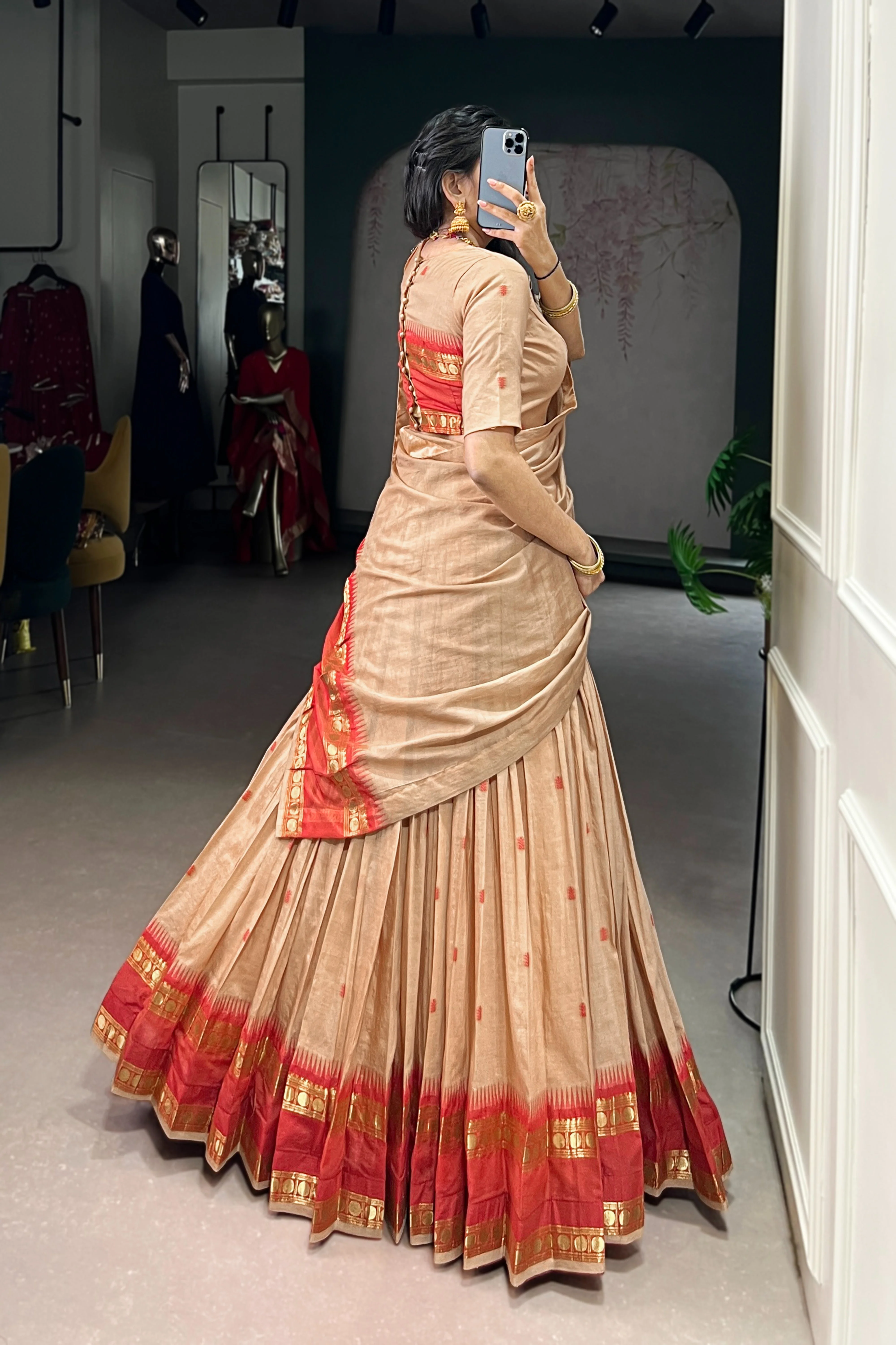 Pure Chanderi Zari Weaving Lehenga Choli With Dupatta - Image 18