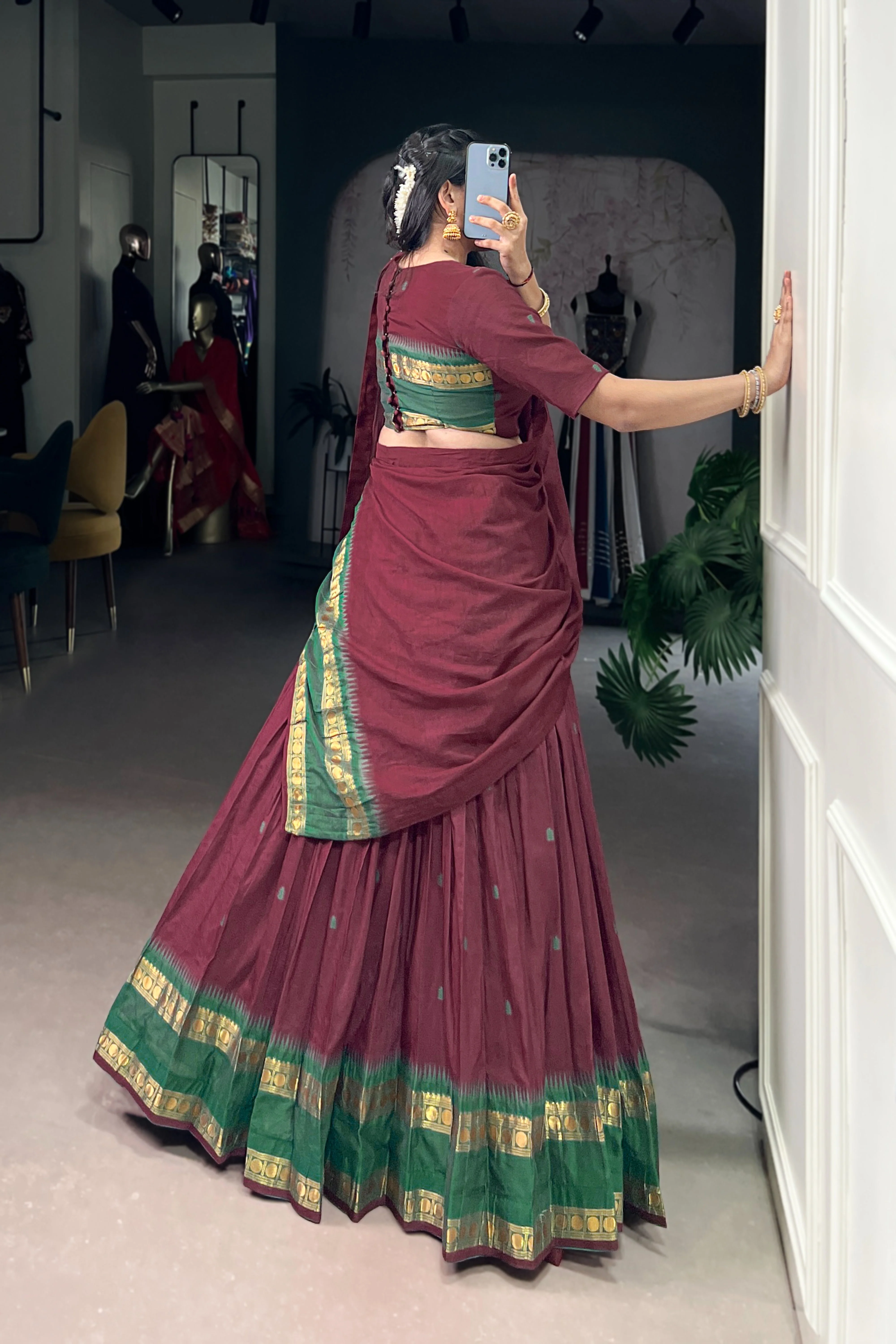 Pure Chanderi Zari Weaving Lehenga Choli With Dupatta - Image 24
