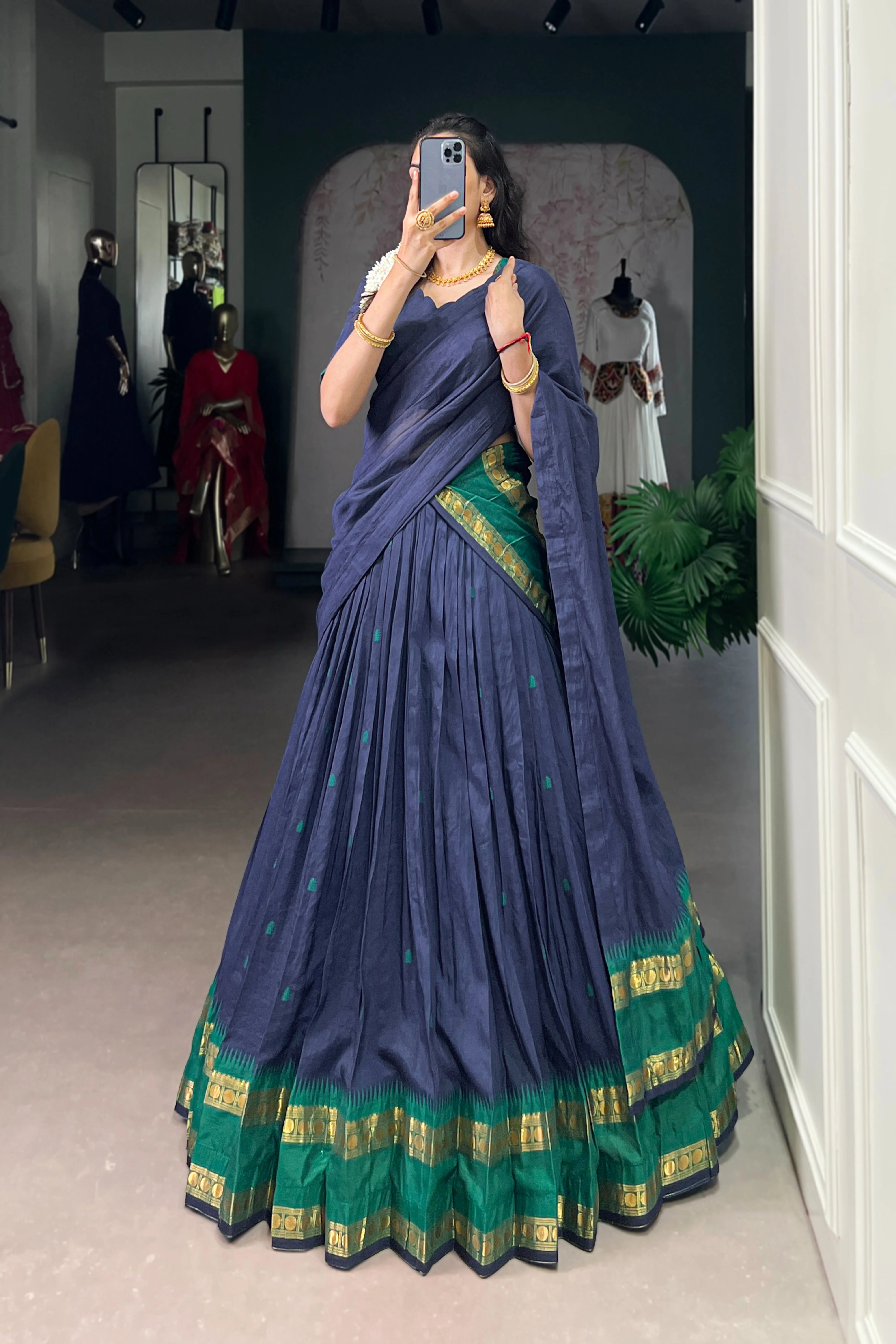 Pure Chanderi Zari Weaving Lehenga Choli With Dupatta - Image 28