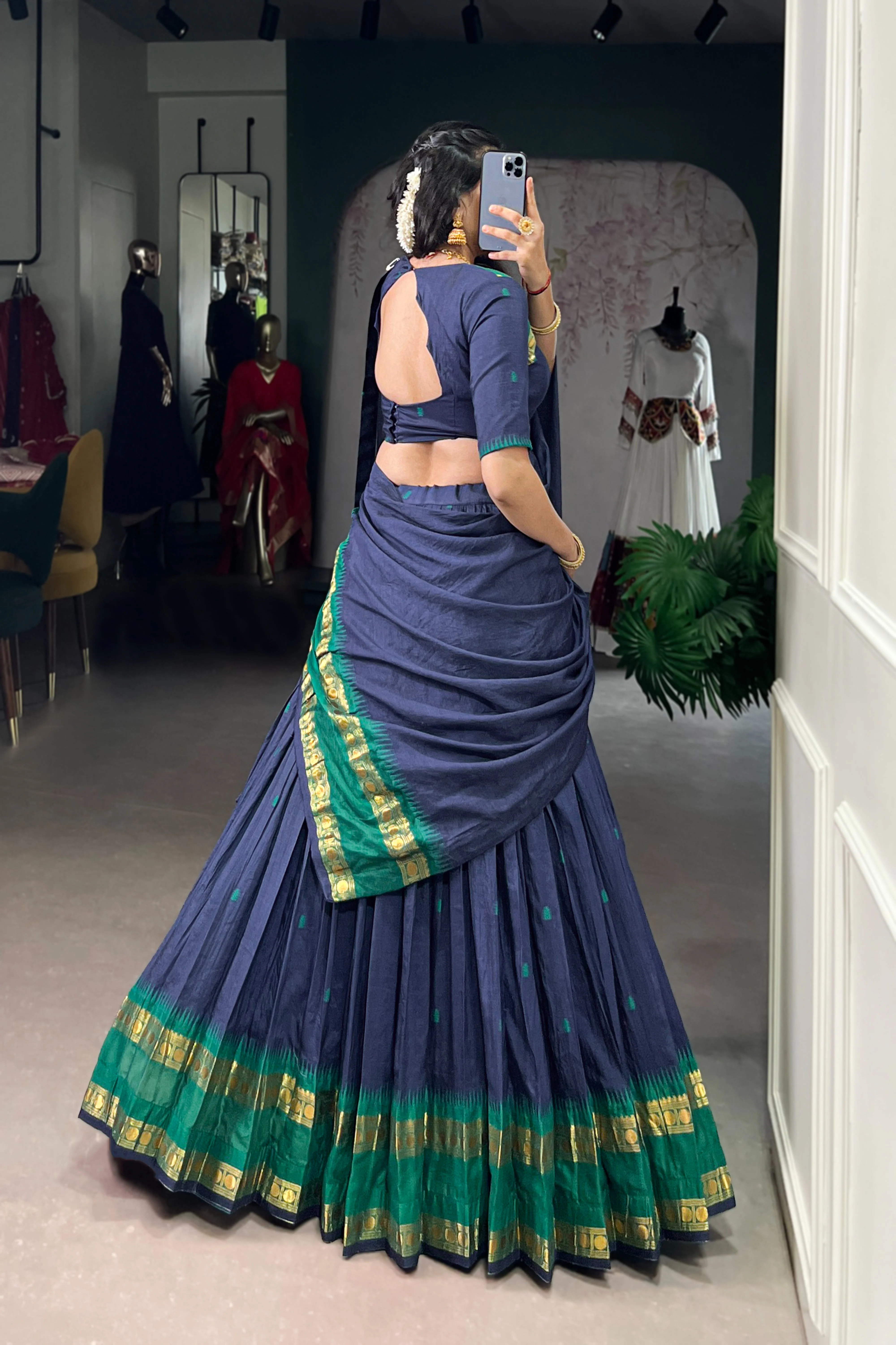 Pure Chanderi Zari Weaving Lehenga Choli With Dupatta - Image 30