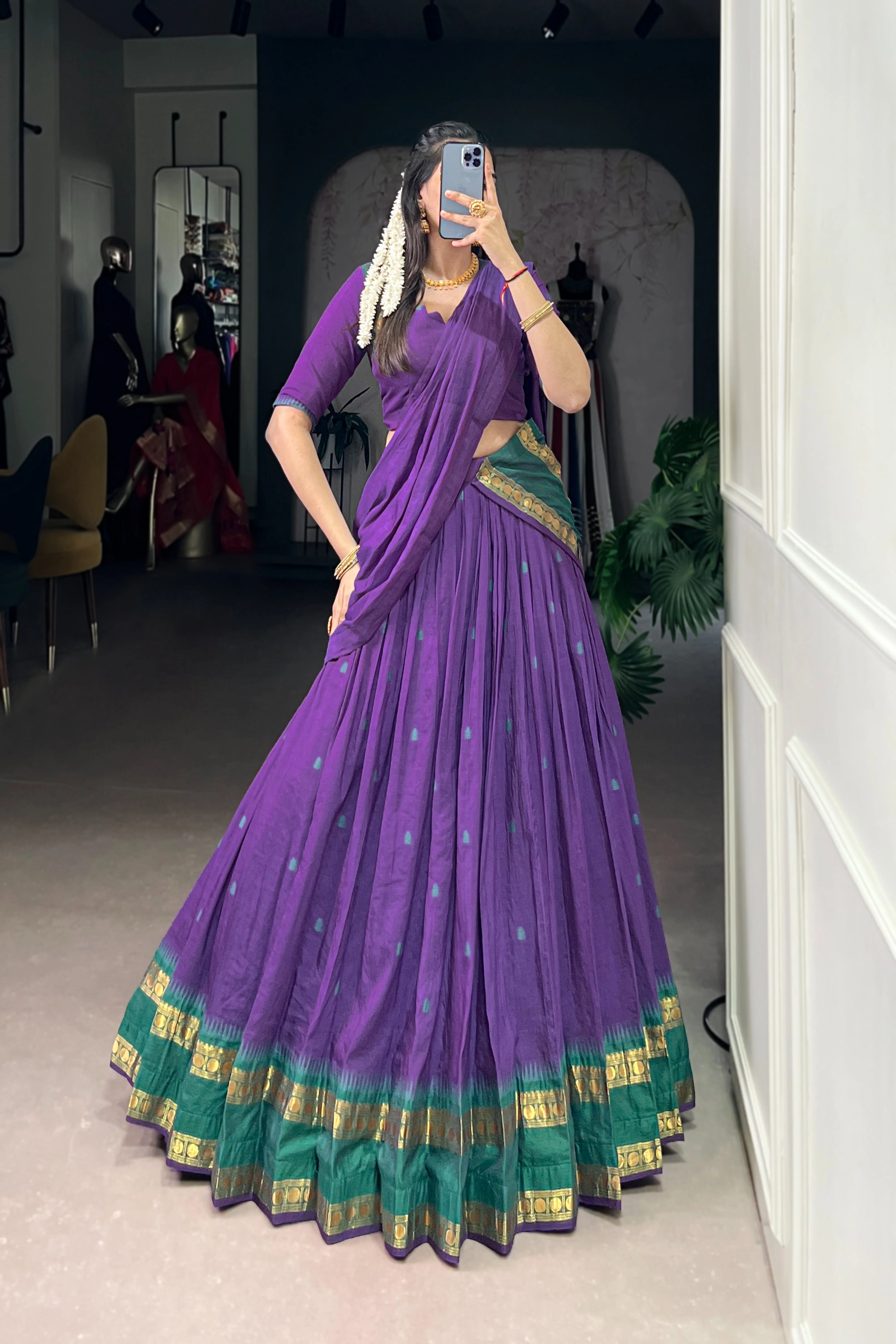 Pure Chanderi Zari Weaving Lehenga Choli With Dupatta - Image 31