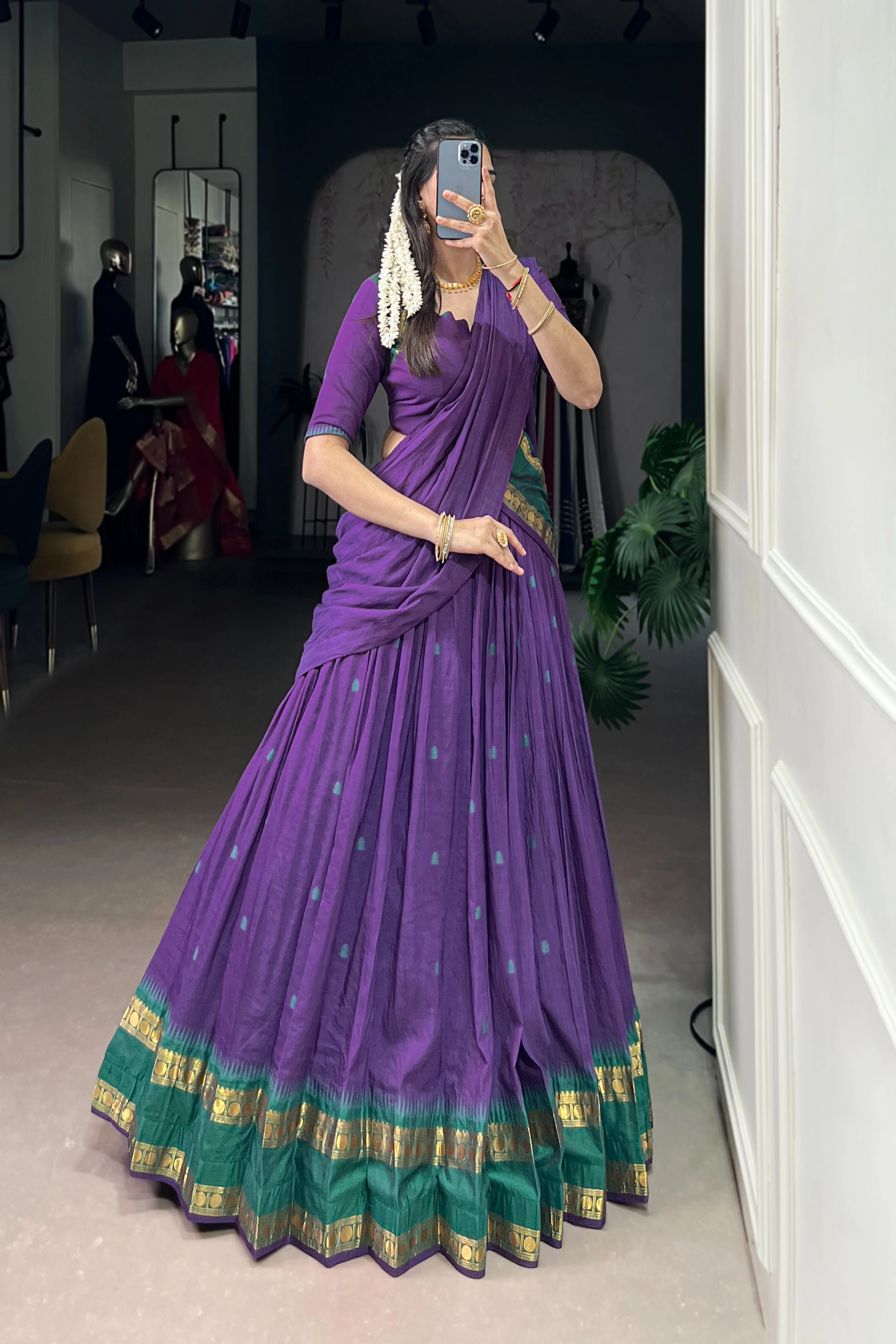 Pure Chanderi Zari Weaving Lehenga Choli With Dupatta - Image 33