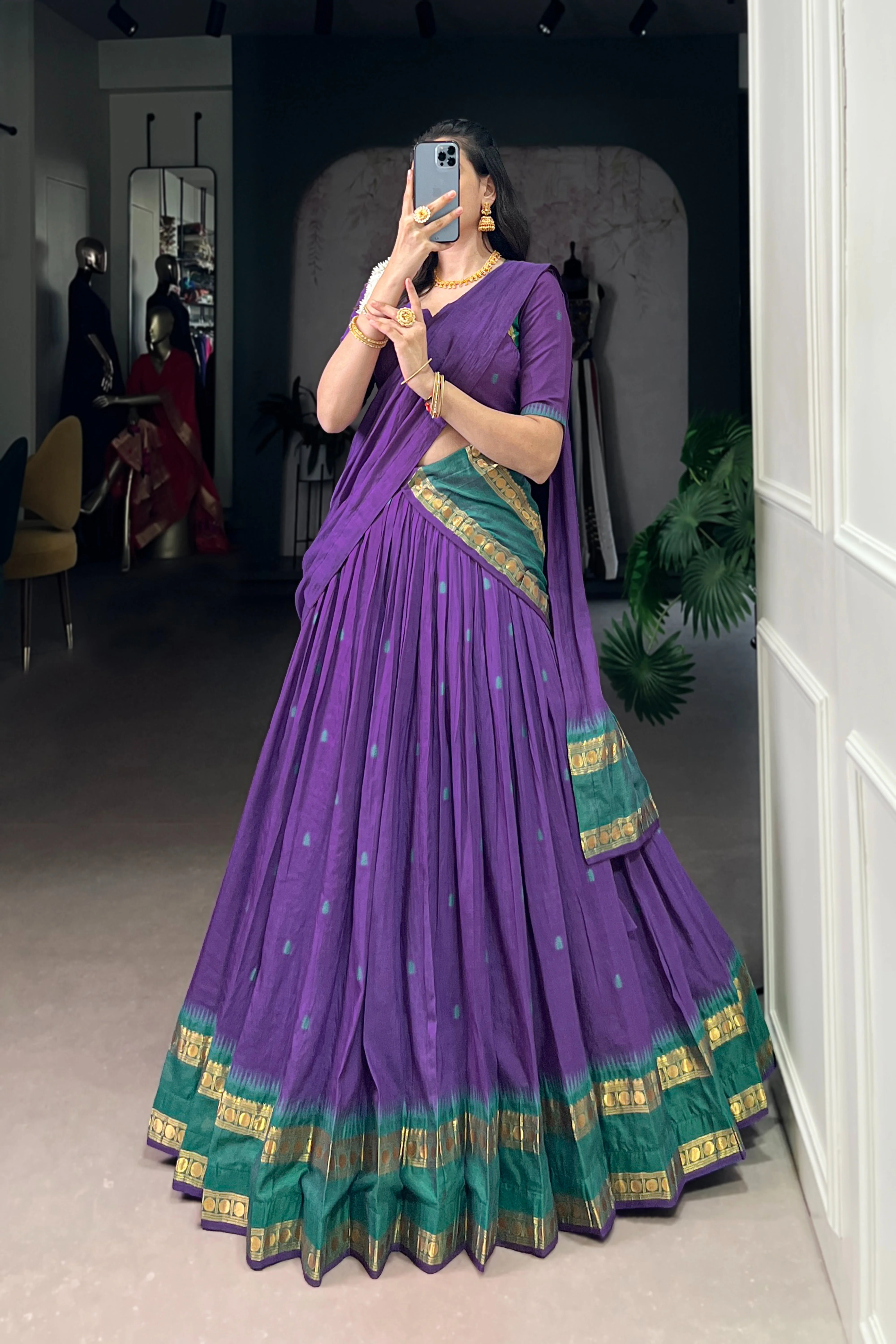 Pure Chanderi Zari Weaving Lehenga Choli With Dupatta - Image 34