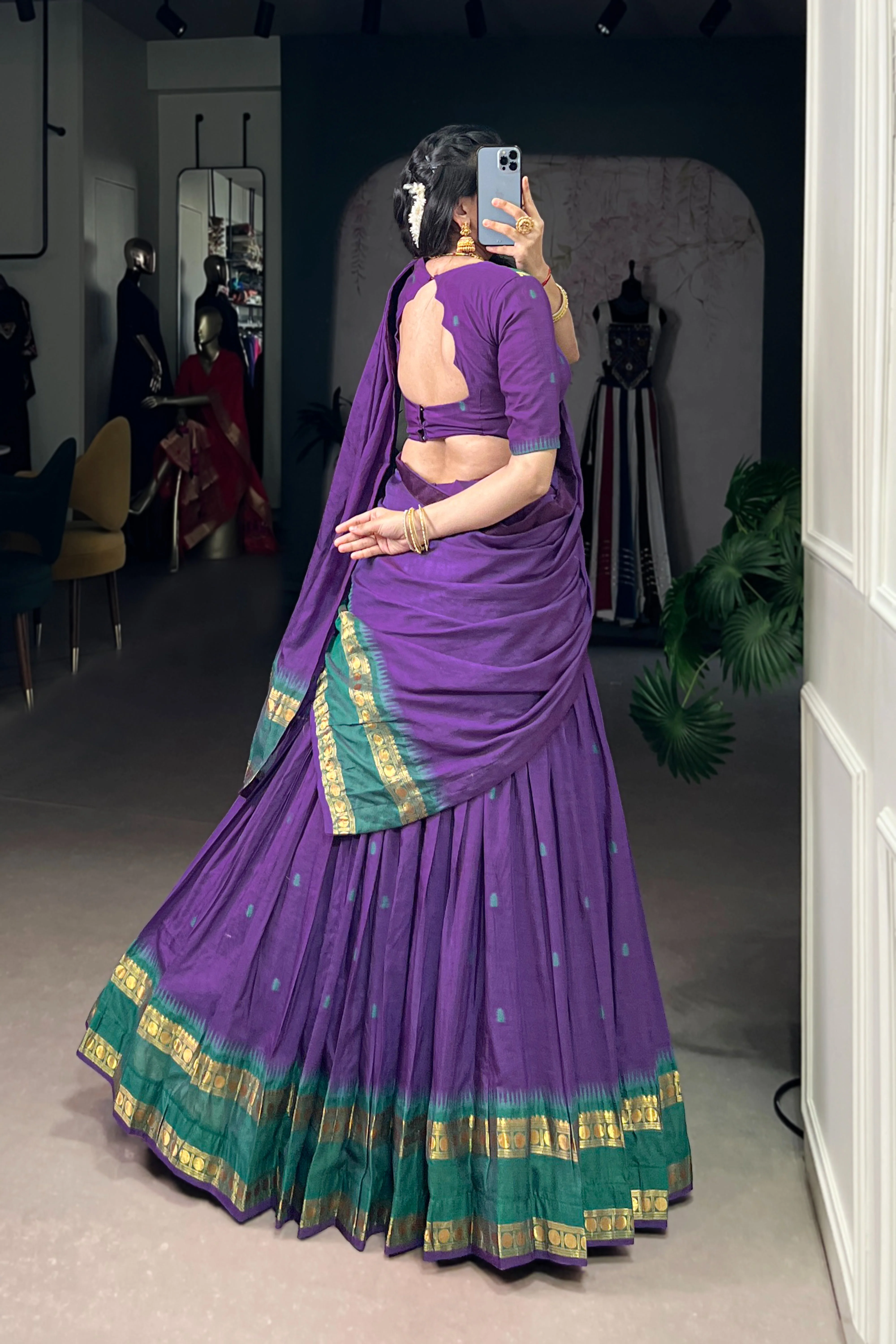Pure Chanderi Zari Weaving Lehenga Choli With Dupatta - Image 36