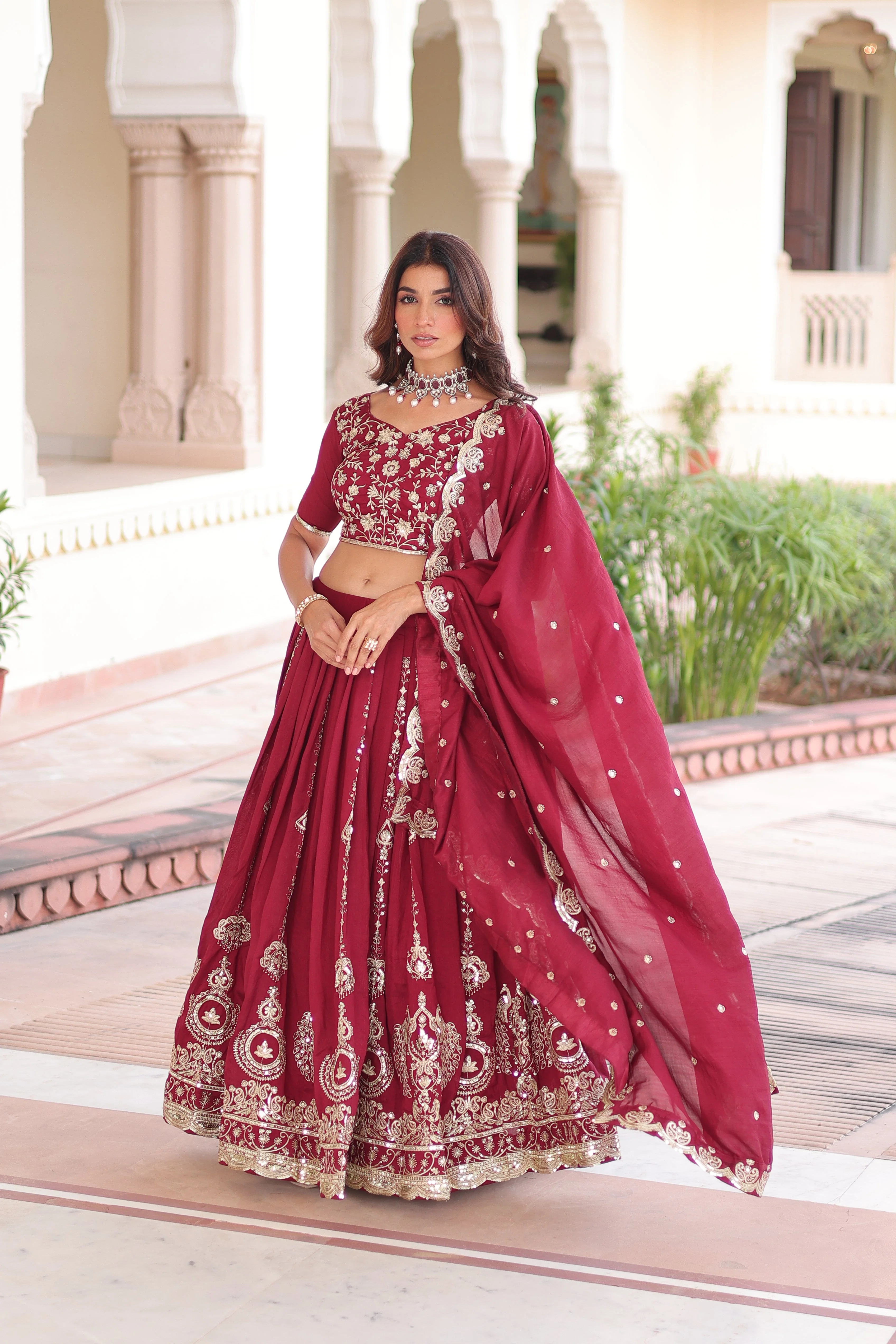 Vichitra Silk Heavy Sequince and Embroidered Lehenga Choli With Dupatta