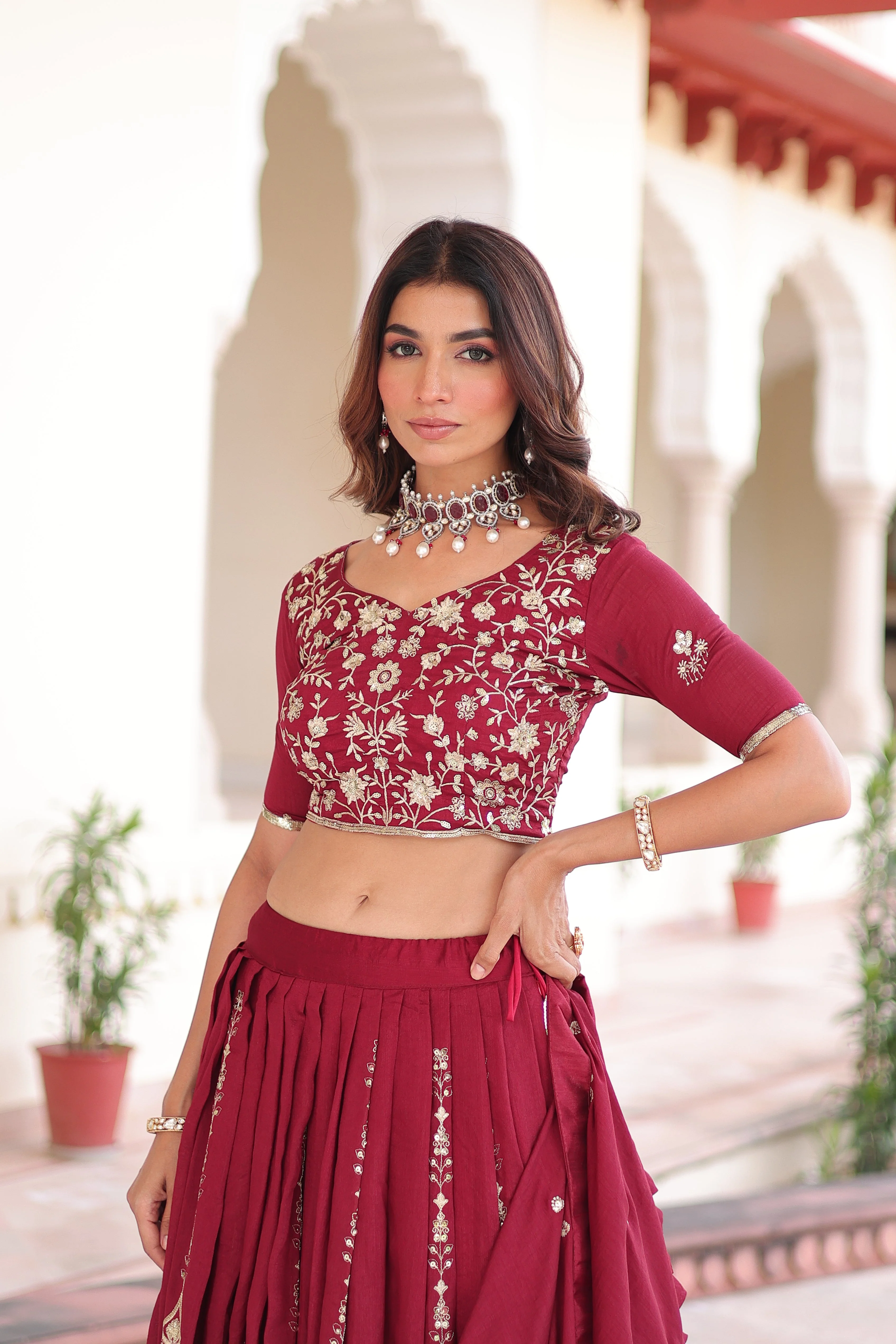 Vichitra Silk Heavy Sequince and Embroidered Lehenga Choli With Dupatta - Image 16