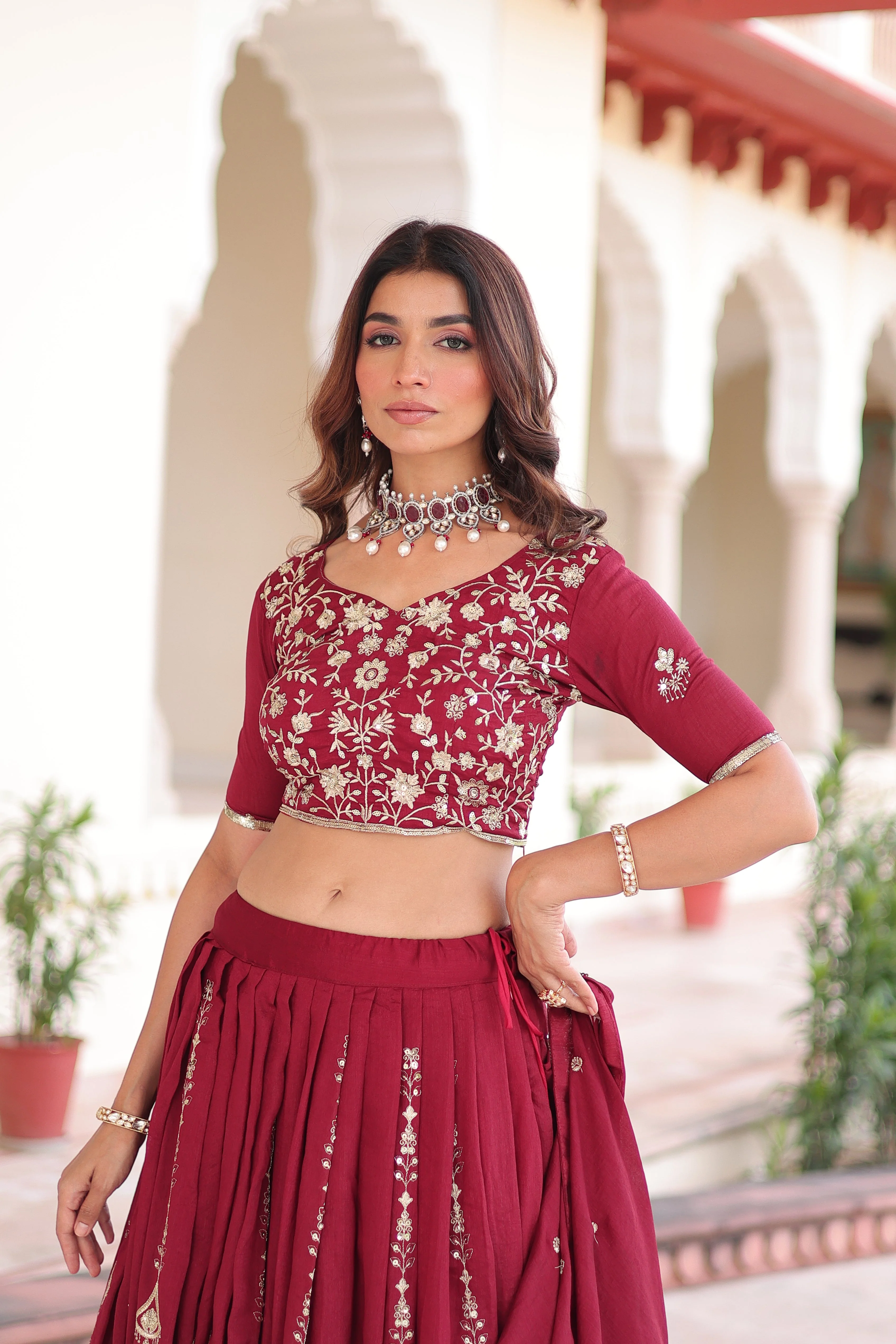 Vichitra Silk Heavy Sequince and Embroidered Lehenga Choli With Dupatta - Image 18