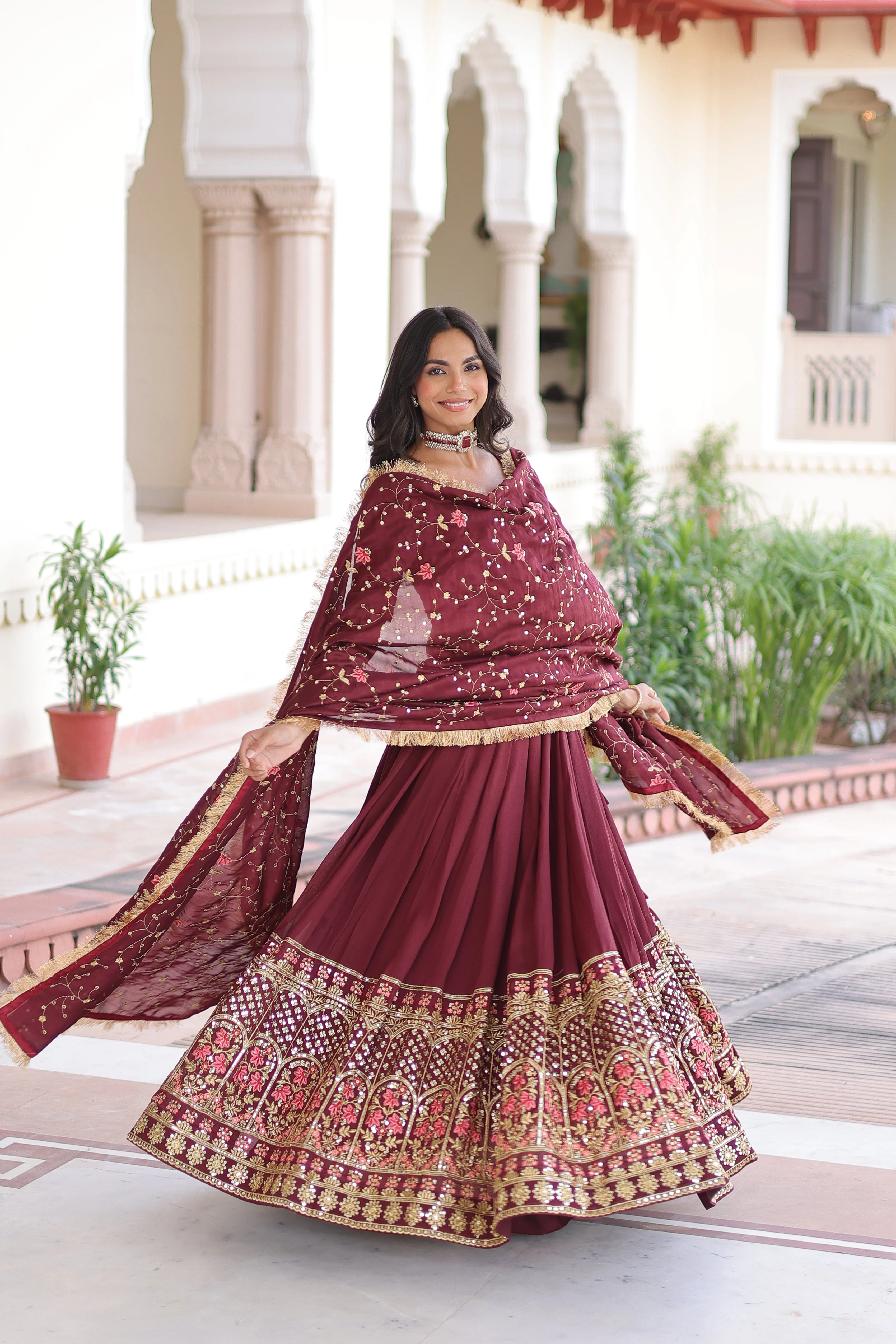 Vichitra Silk Heavy Sequince and Tread Emroidered Lehenga Choli With Dupatta - Image 14