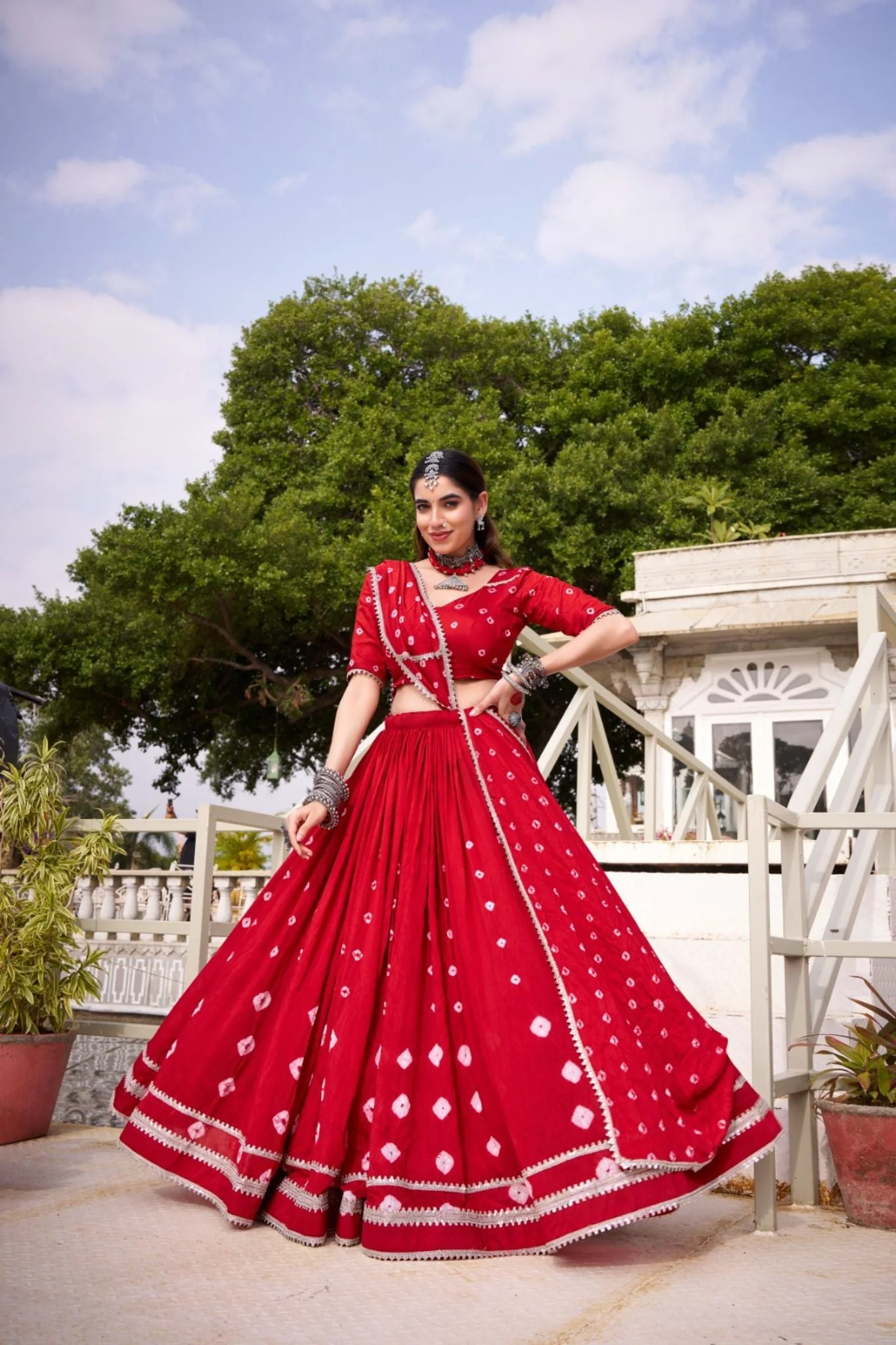 Traditional Bandhej Print Pure Chanderi Beautiful lehenga Choli - Image 6