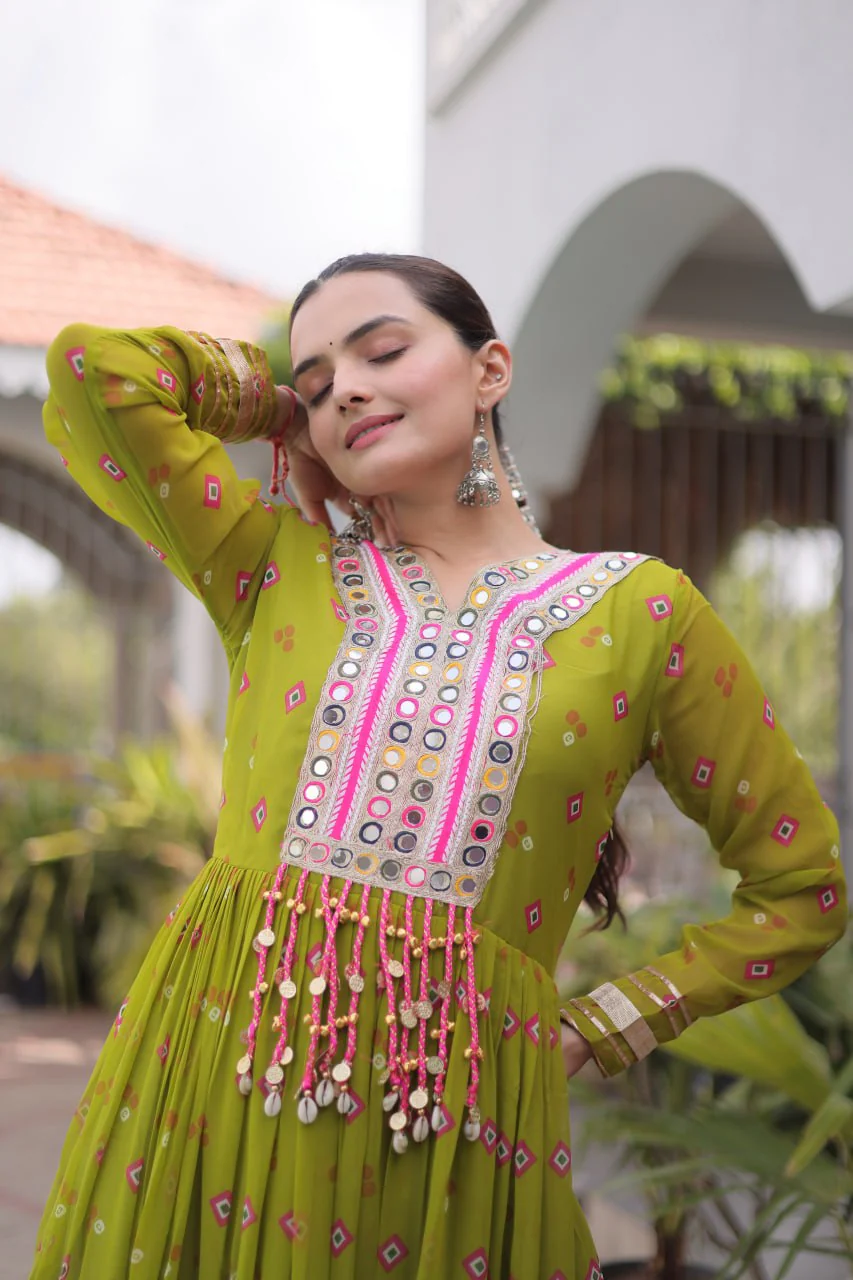 Traditional Gujarati Inspired Laheriya Print Gown - Image 10