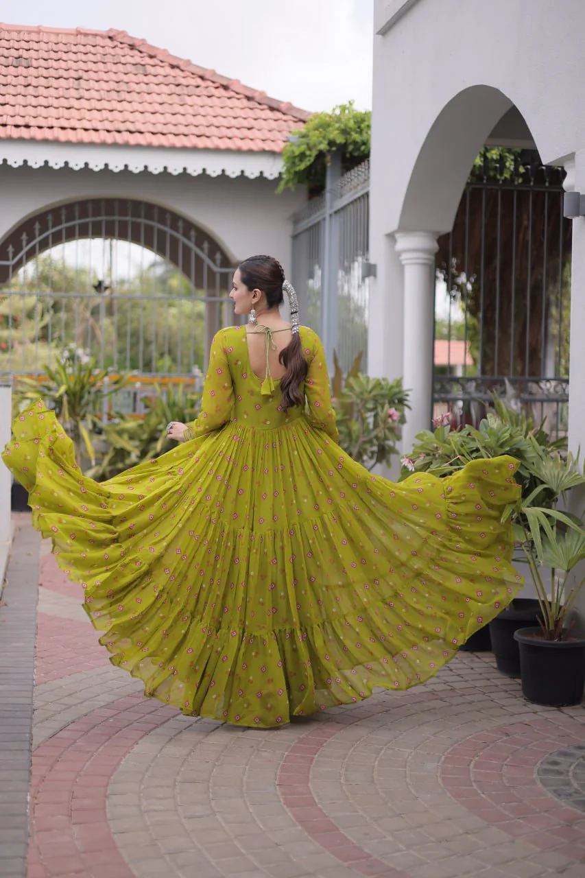 Traditional Gujarati Inspired Laheriya Print Gown - Image 11