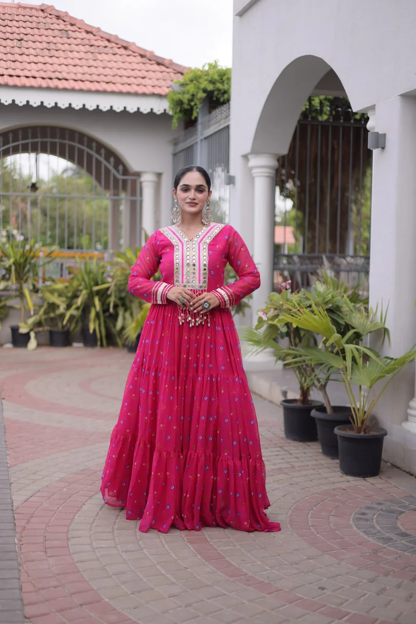 Traditional Gujarati Inspired Laheriya Print Gown - Image 12