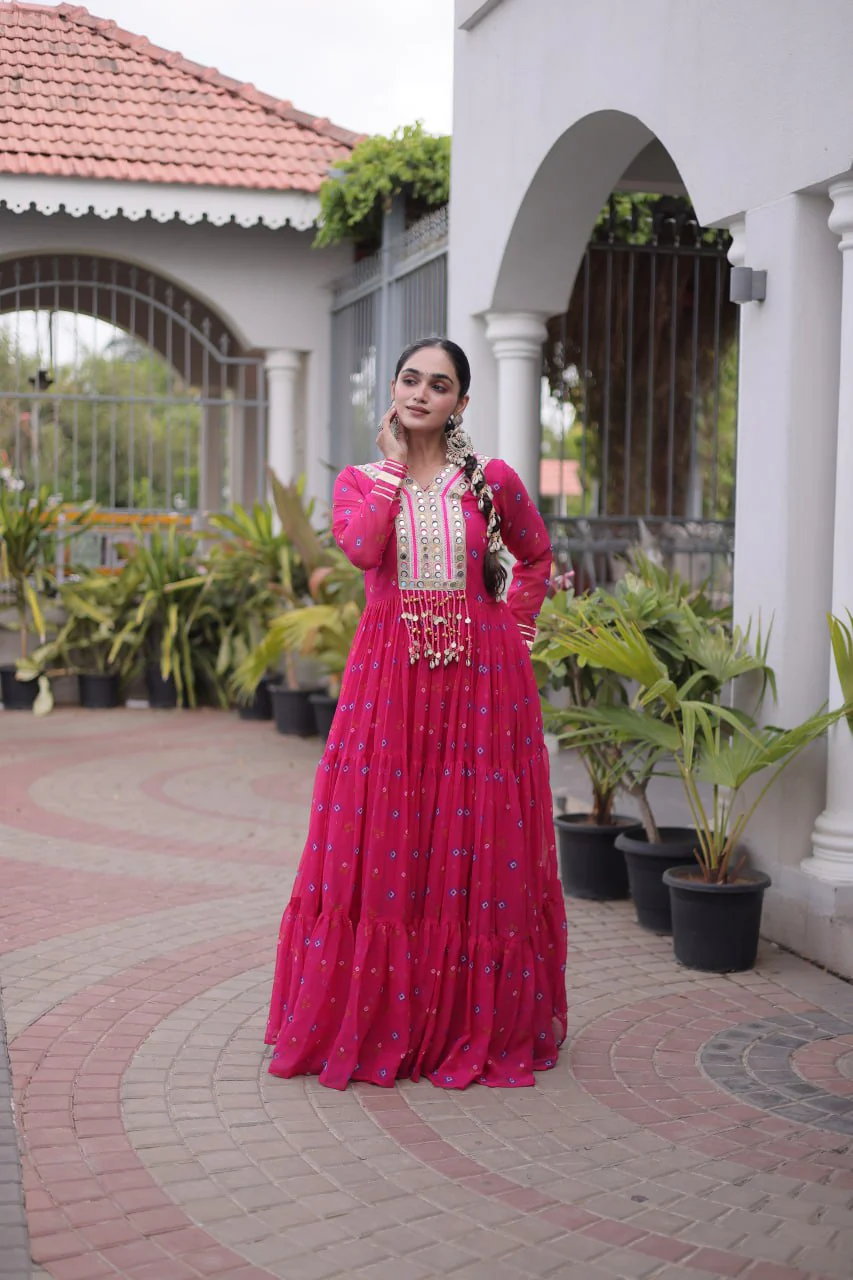 Traditional Gujarati Inspired Laheriya Print Gown - Image 14