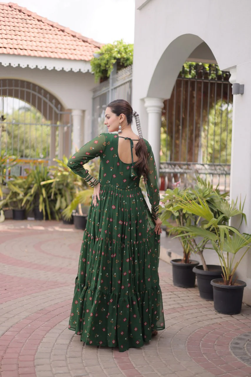 Traditional Gujarati Inspired Laheriya Print Gown - Image 3