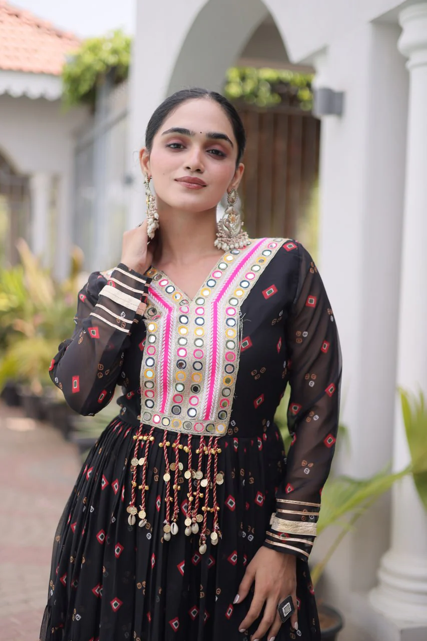 Traditional Gujarati Inspired Laheriya Print Gown - Image 7