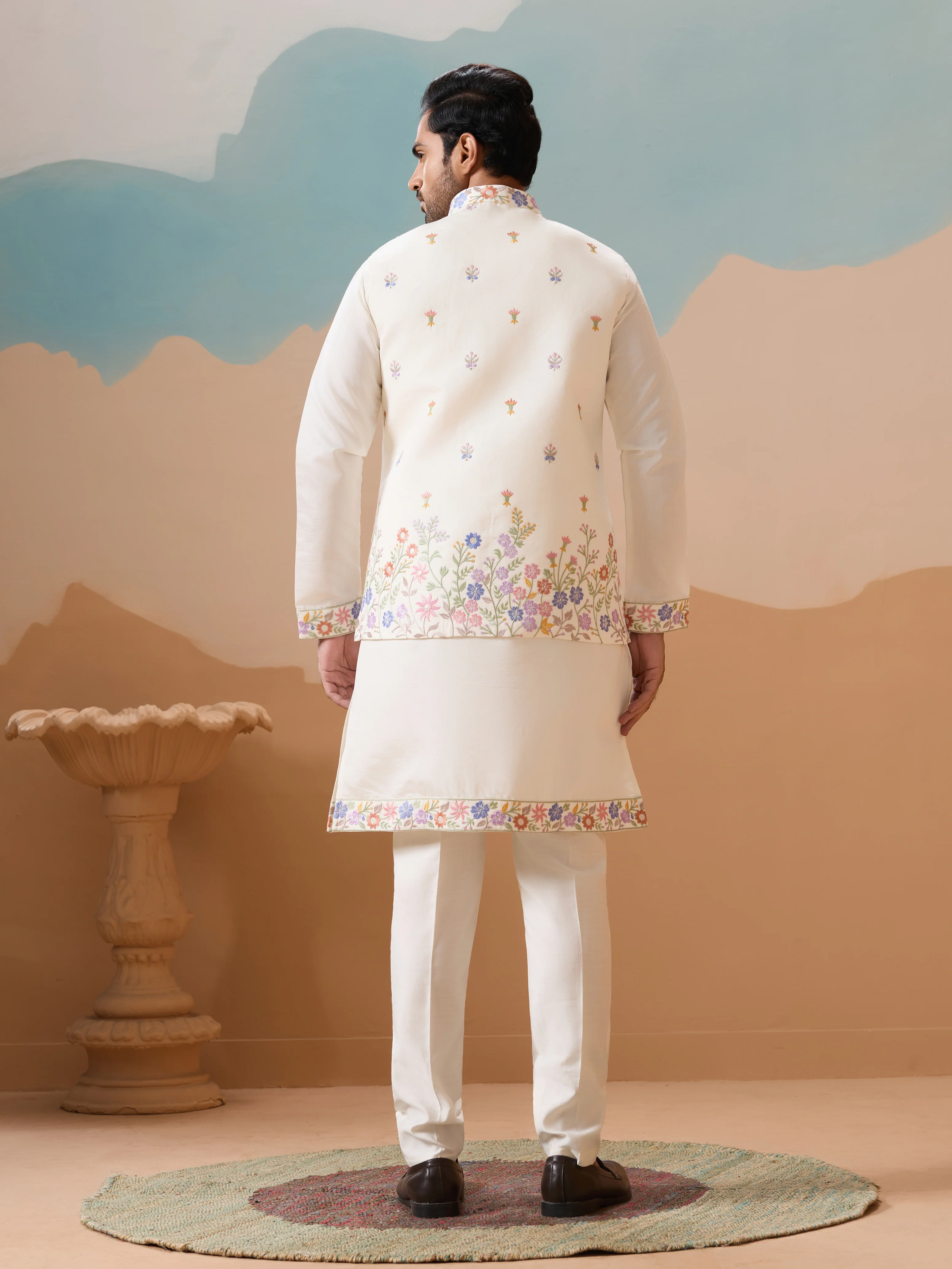 Traditional Mens Wear Kurta Jacket and Pant Outfit for Weddings - Image 4