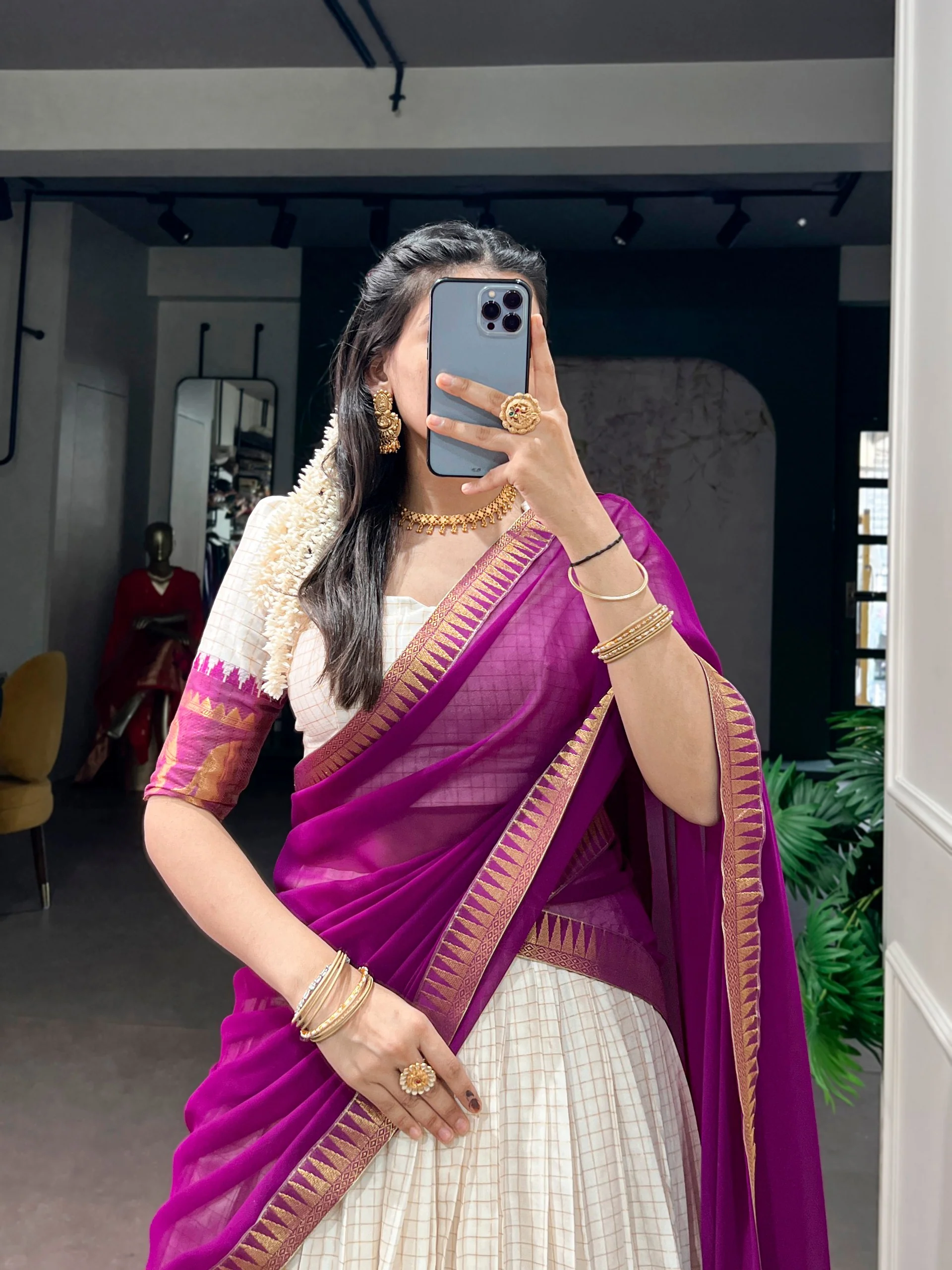Traditional Poly Cotton Zari Woven Lehenga Set for Special Occasions - Image 6