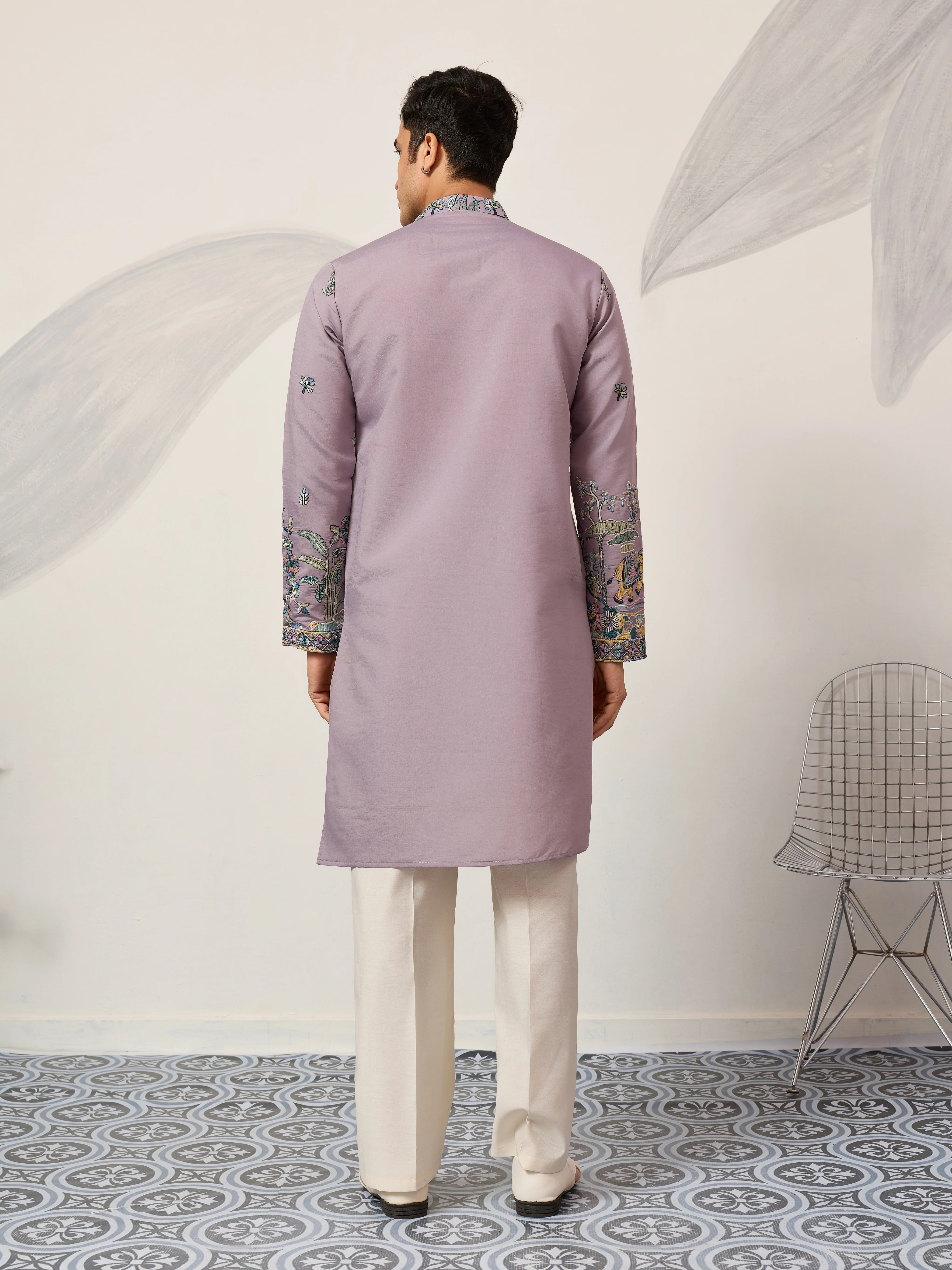Traditional Purple Wedding Kurta for Mens Wear - Image 6