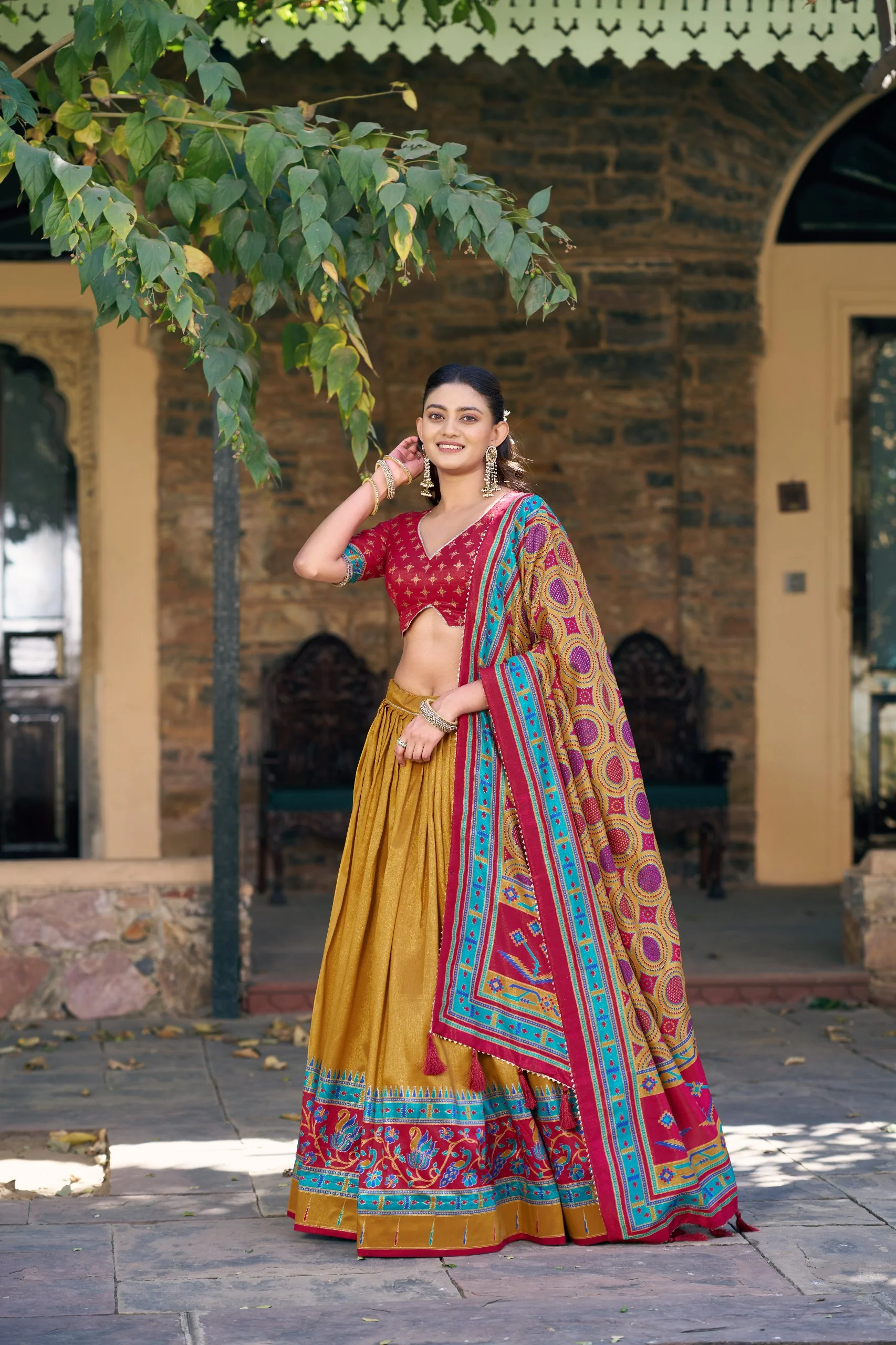 Traditional Tasar Silk Printed Lehenga Set for Special Occasions - Image 4