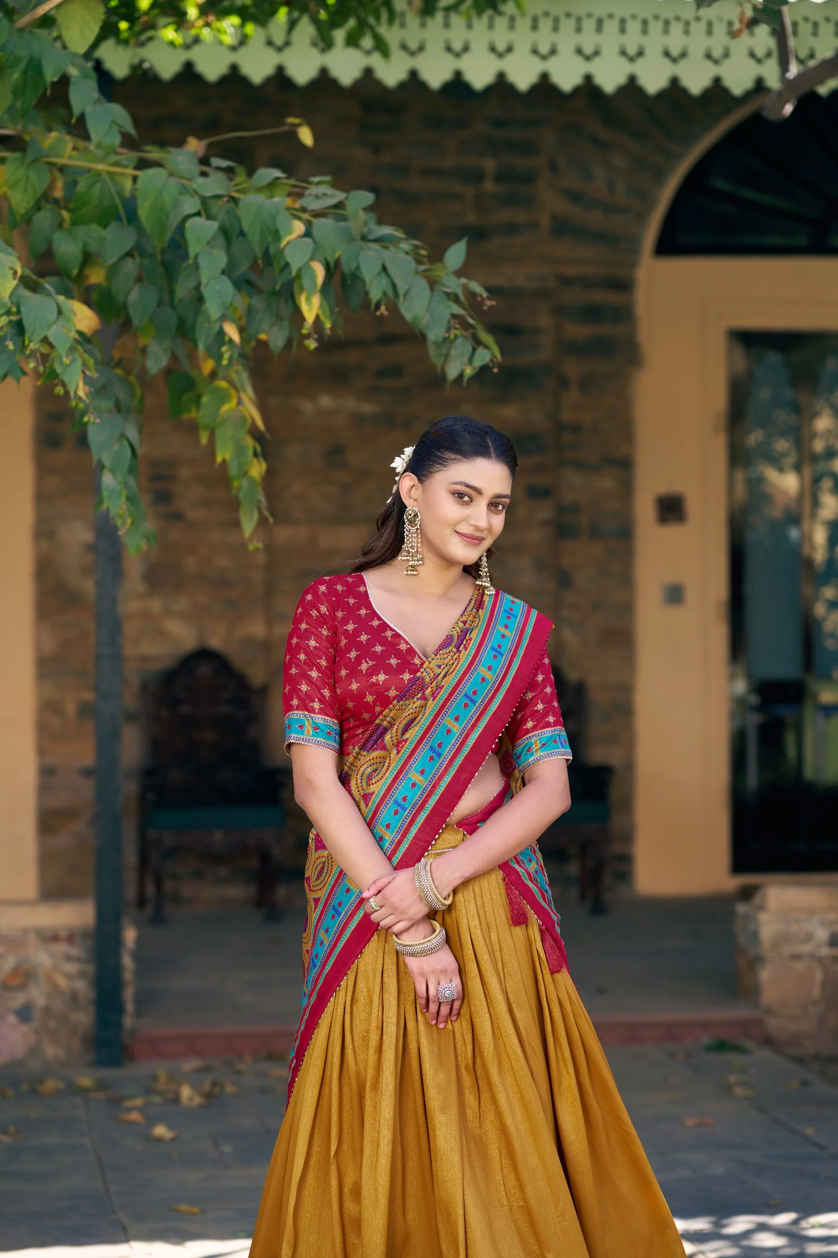 Traditional Tasar Silk Printed Lehenga Set for Special Occasions - Image 5