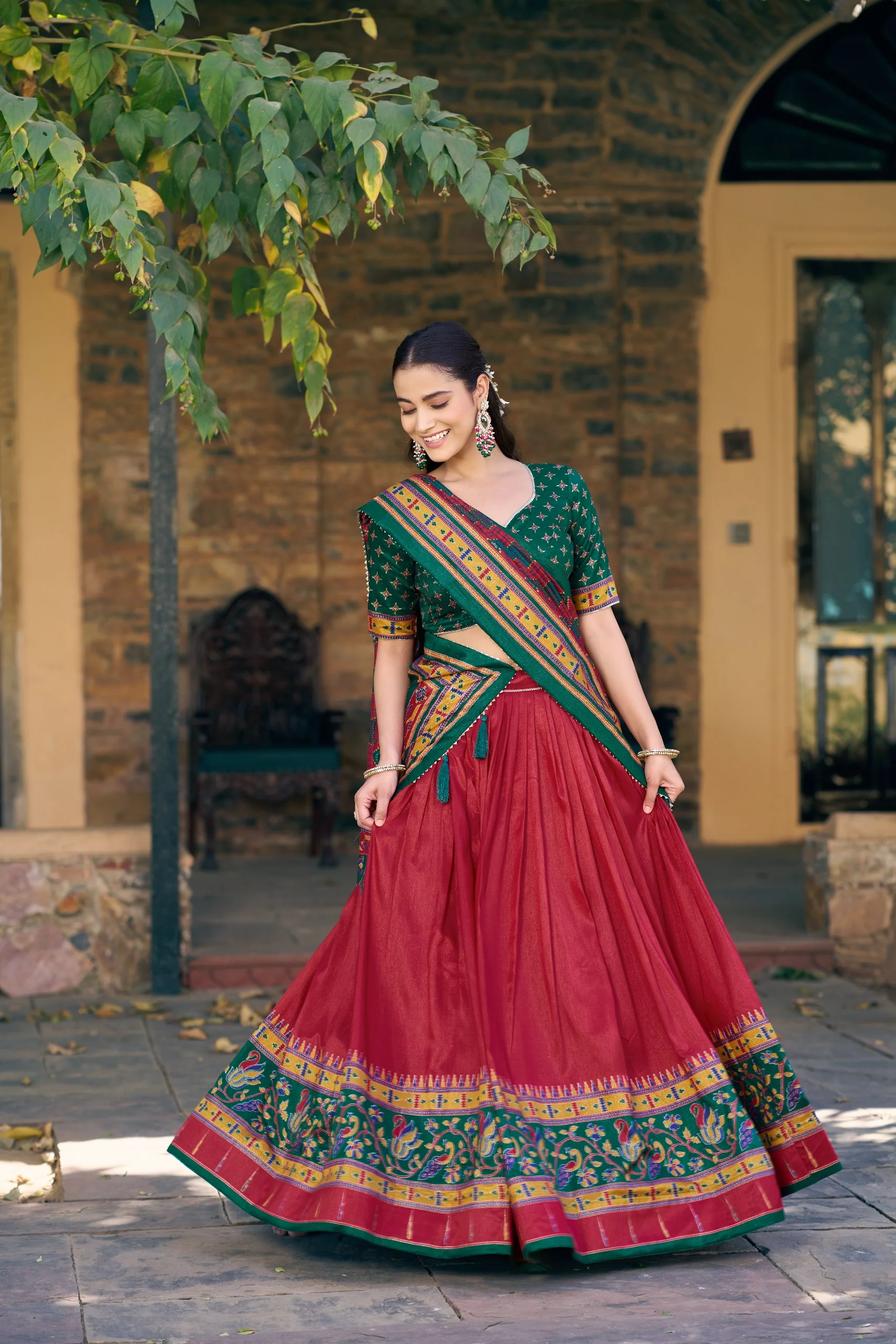 Traditional Tasar Silk Printed Lehenga Set for Special Occasions - Image 7