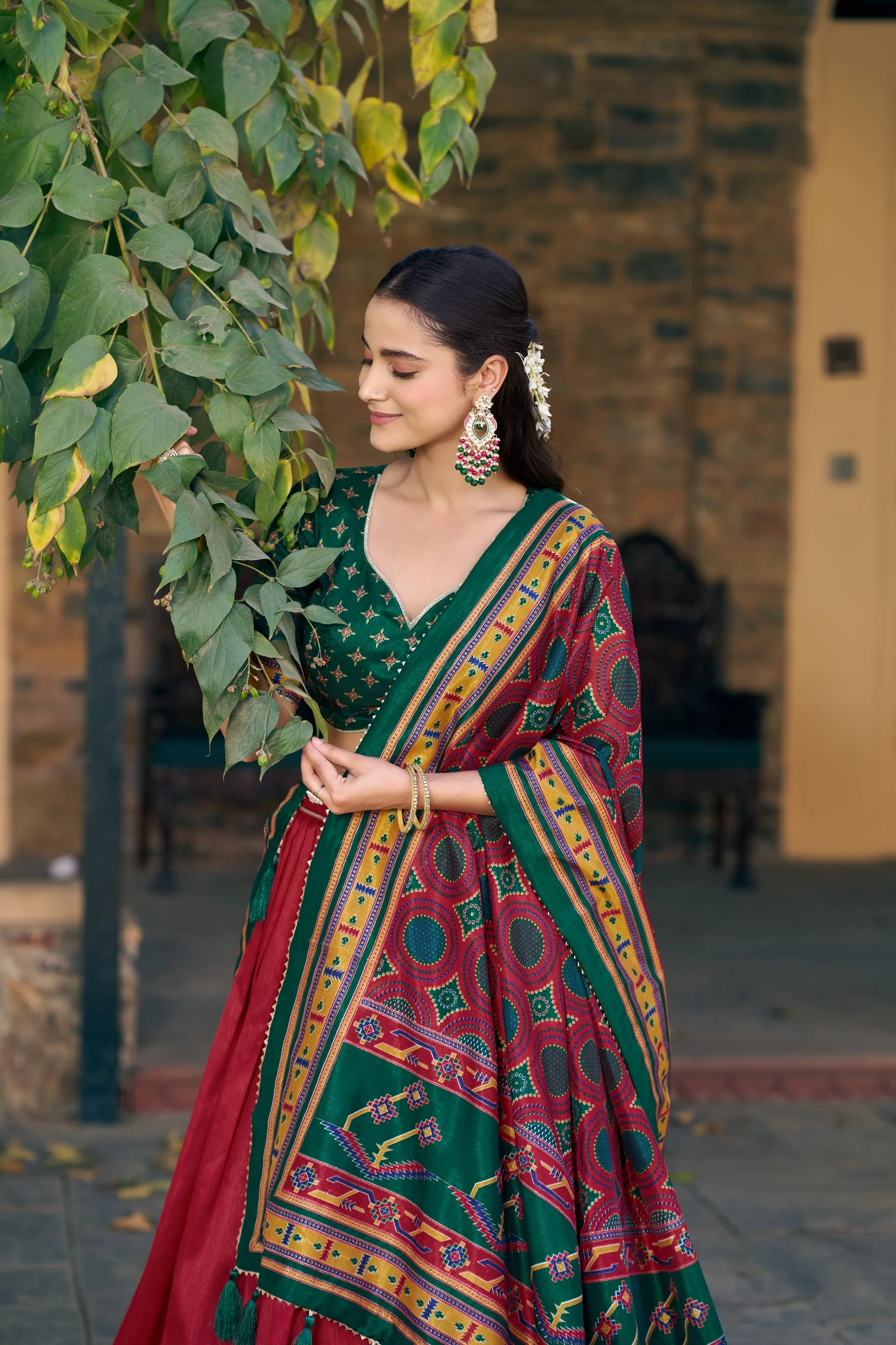 Traditional Tasar Silk Printed Lehenga Set for Special Occasions - Image 8