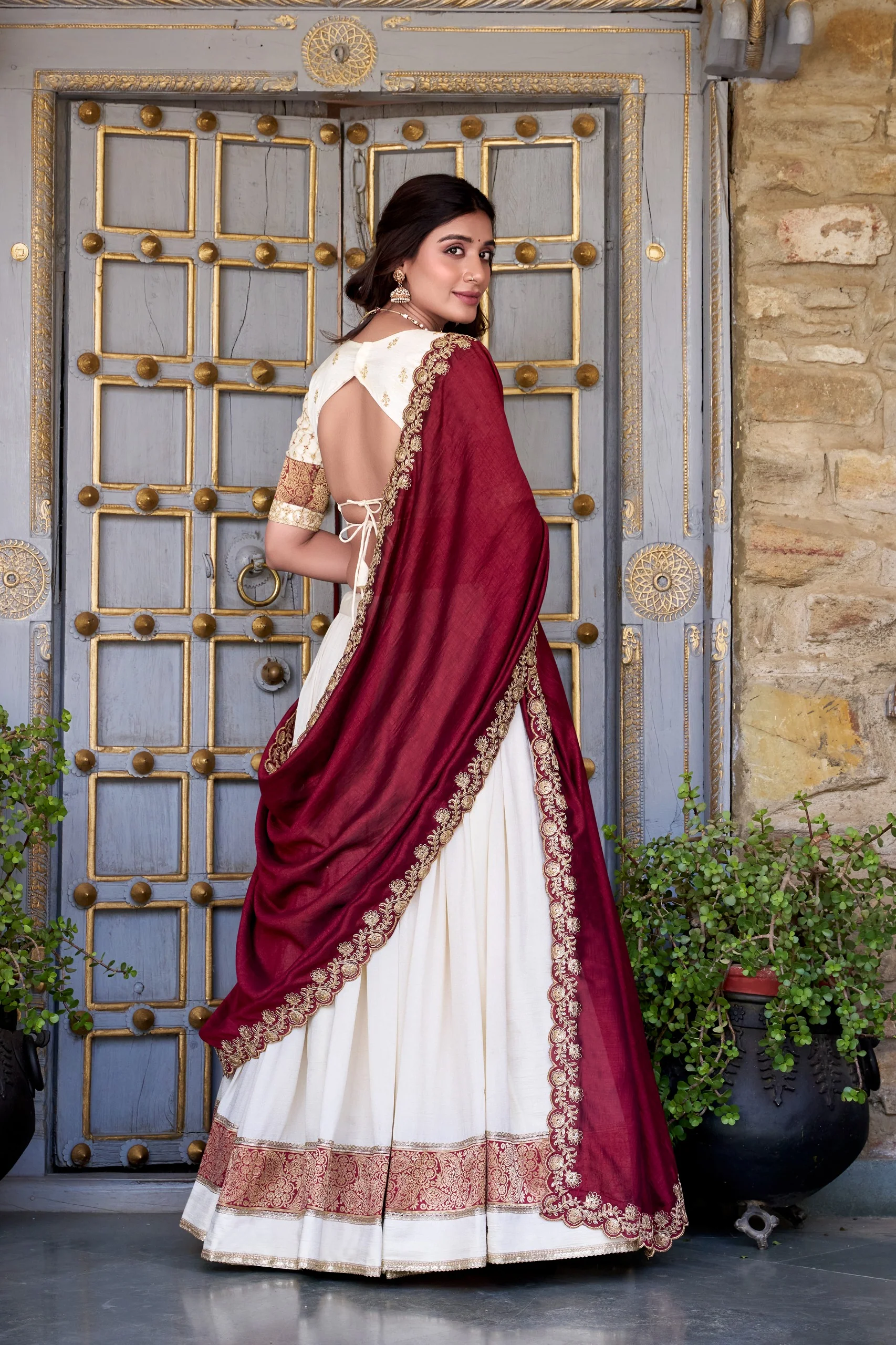 Traditional Vichitra Silk Zari Work Lehenga Set for Special Occasions - Image 3